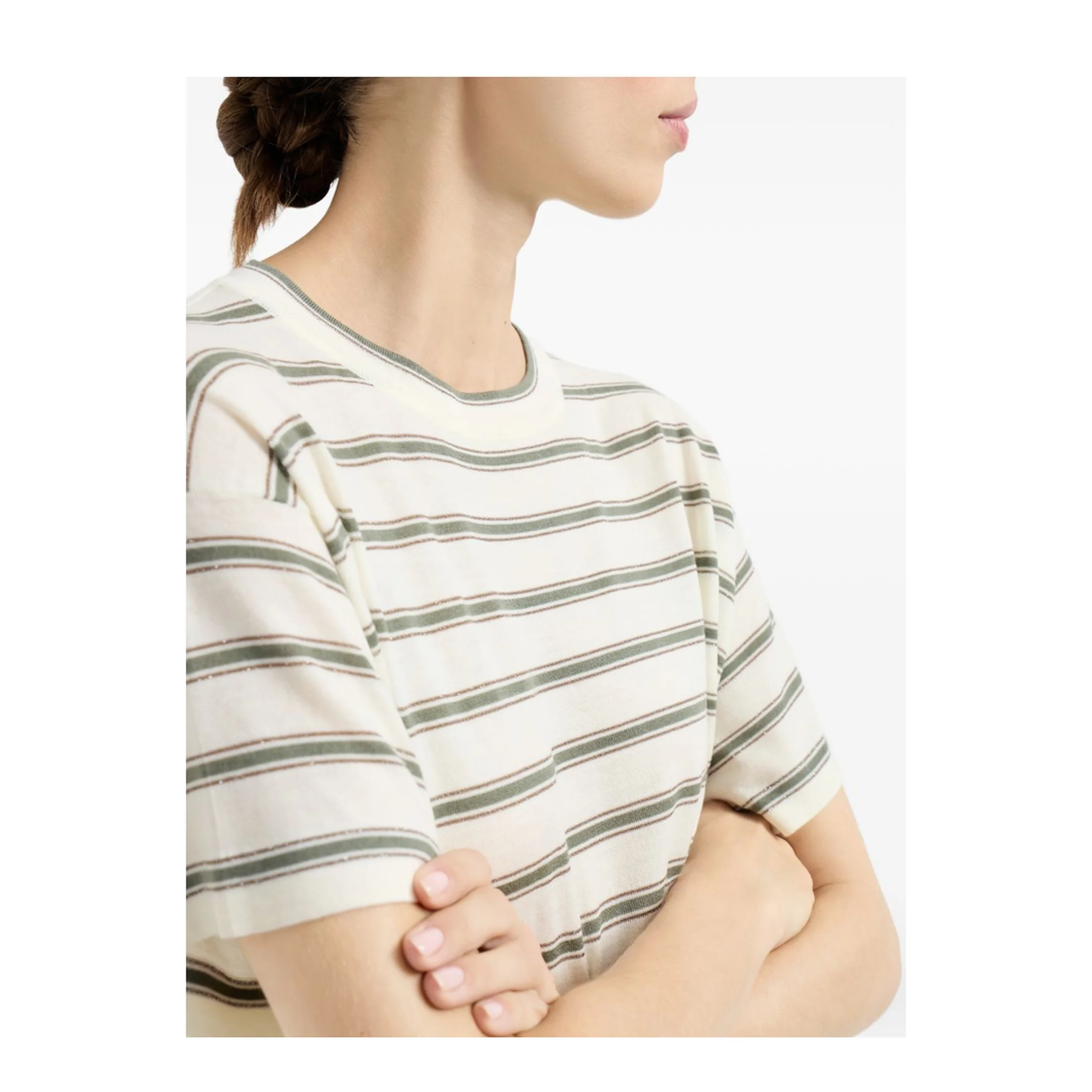 Men's Stripped T-Shirts White - Image 3