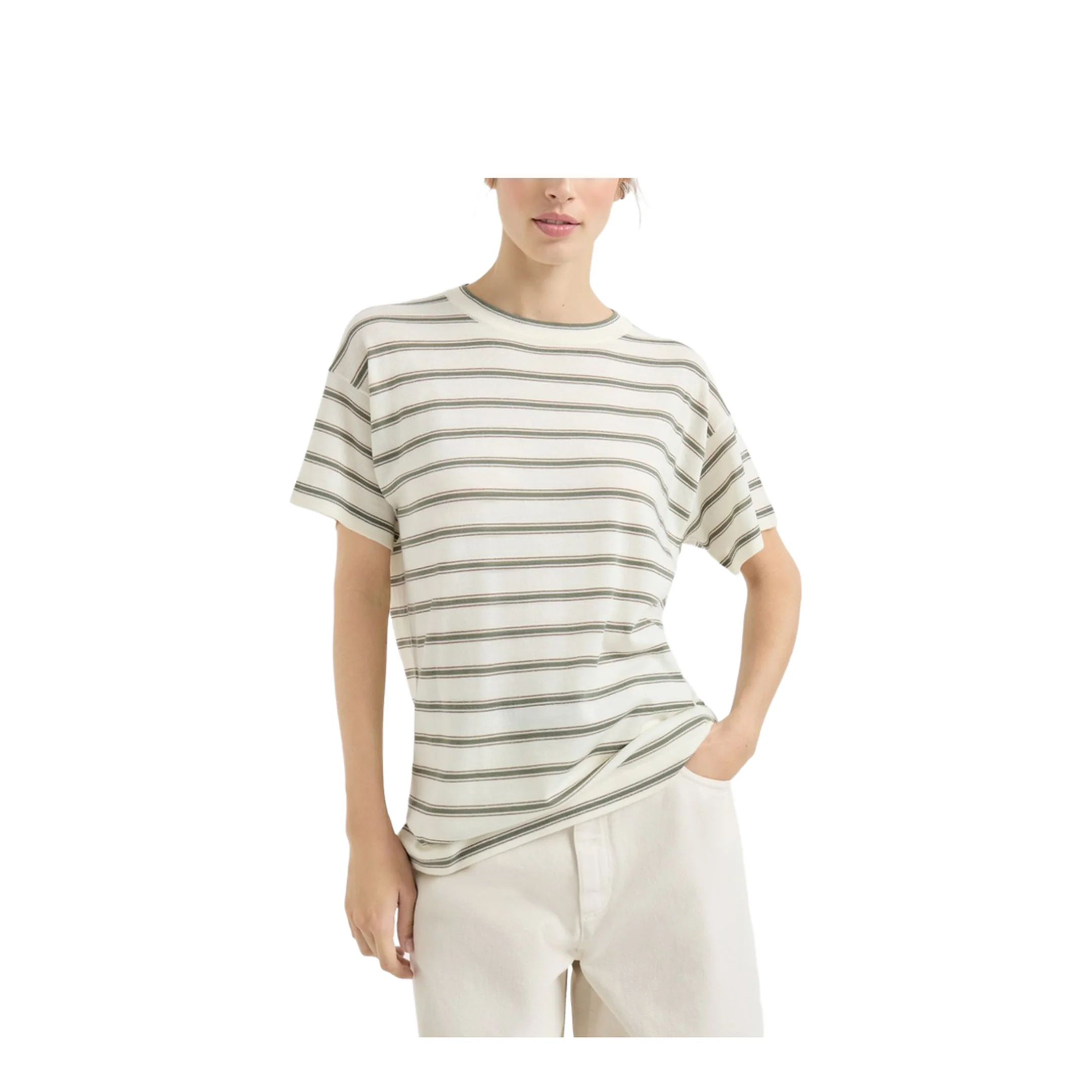 Men's Stripped T-Shirts White - Image 4