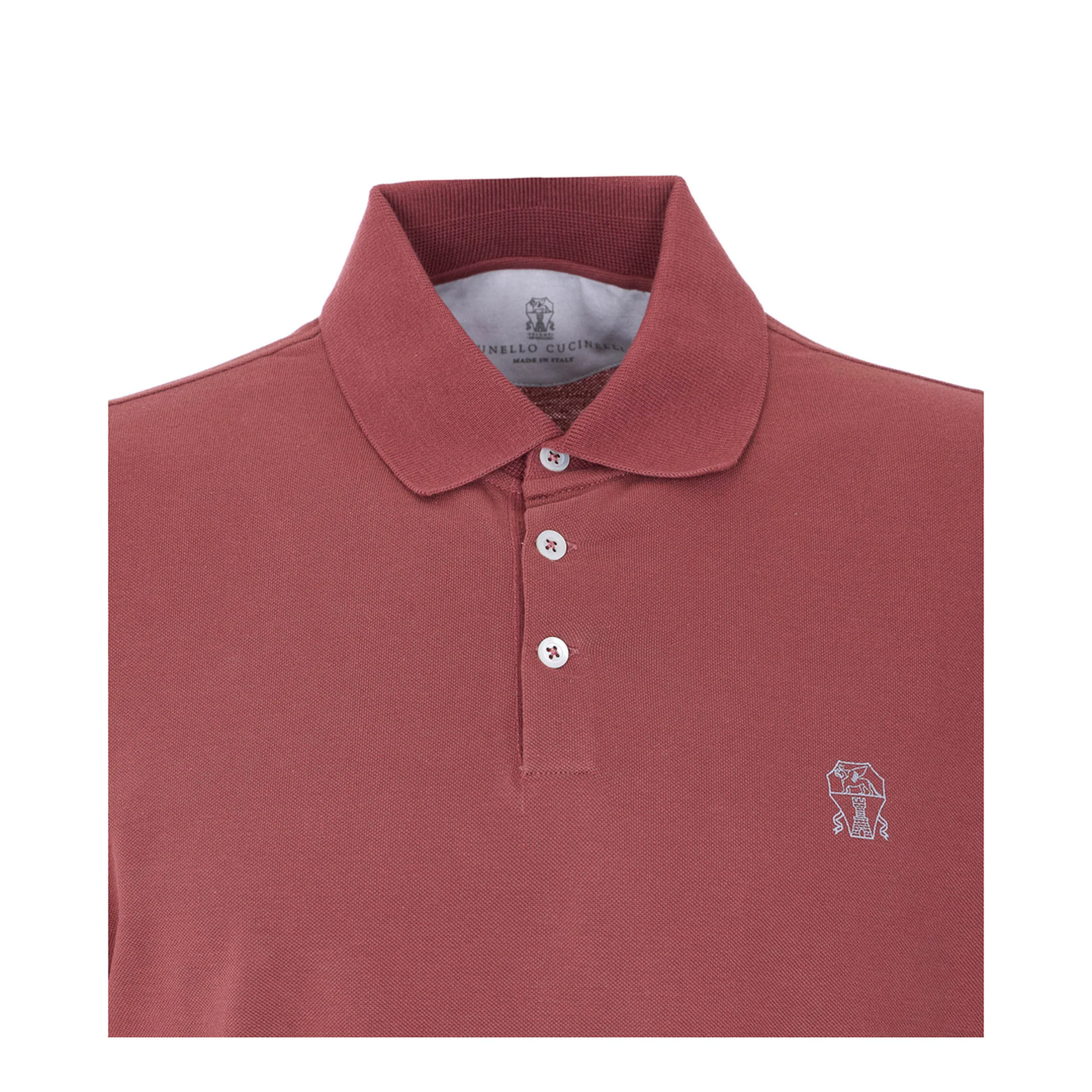 Printed Logo Cotton Polo Shirt - Red - Image 3