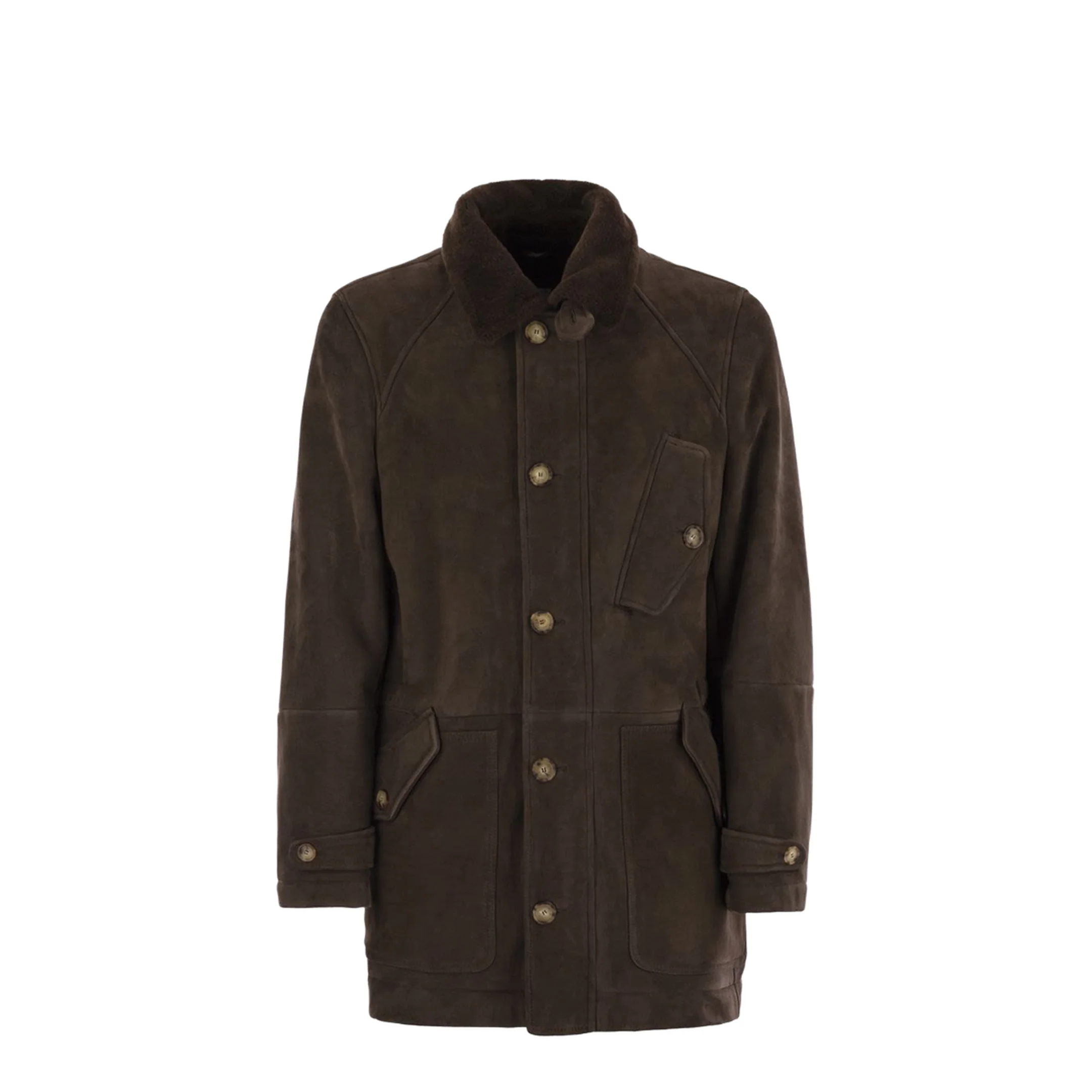 Men's Tone on tone Suede Shearling Coat - Image 2