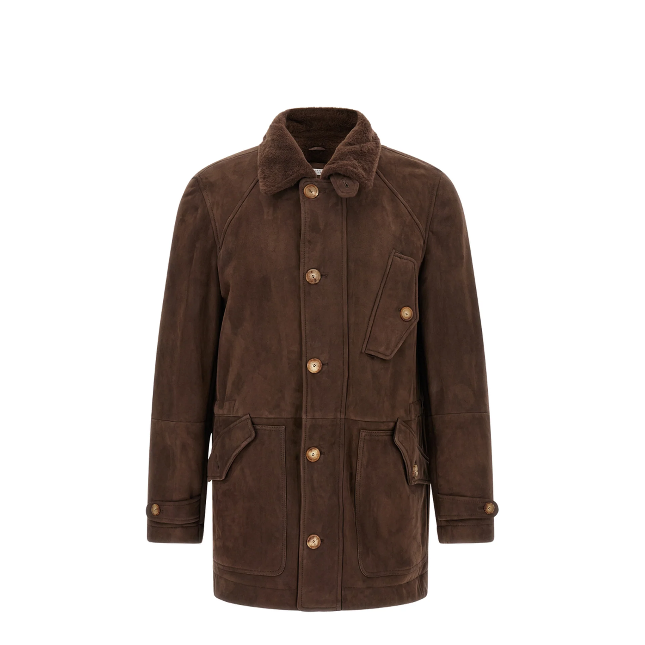 Men's Tone on tone Suede Shearling Coat - Image 3