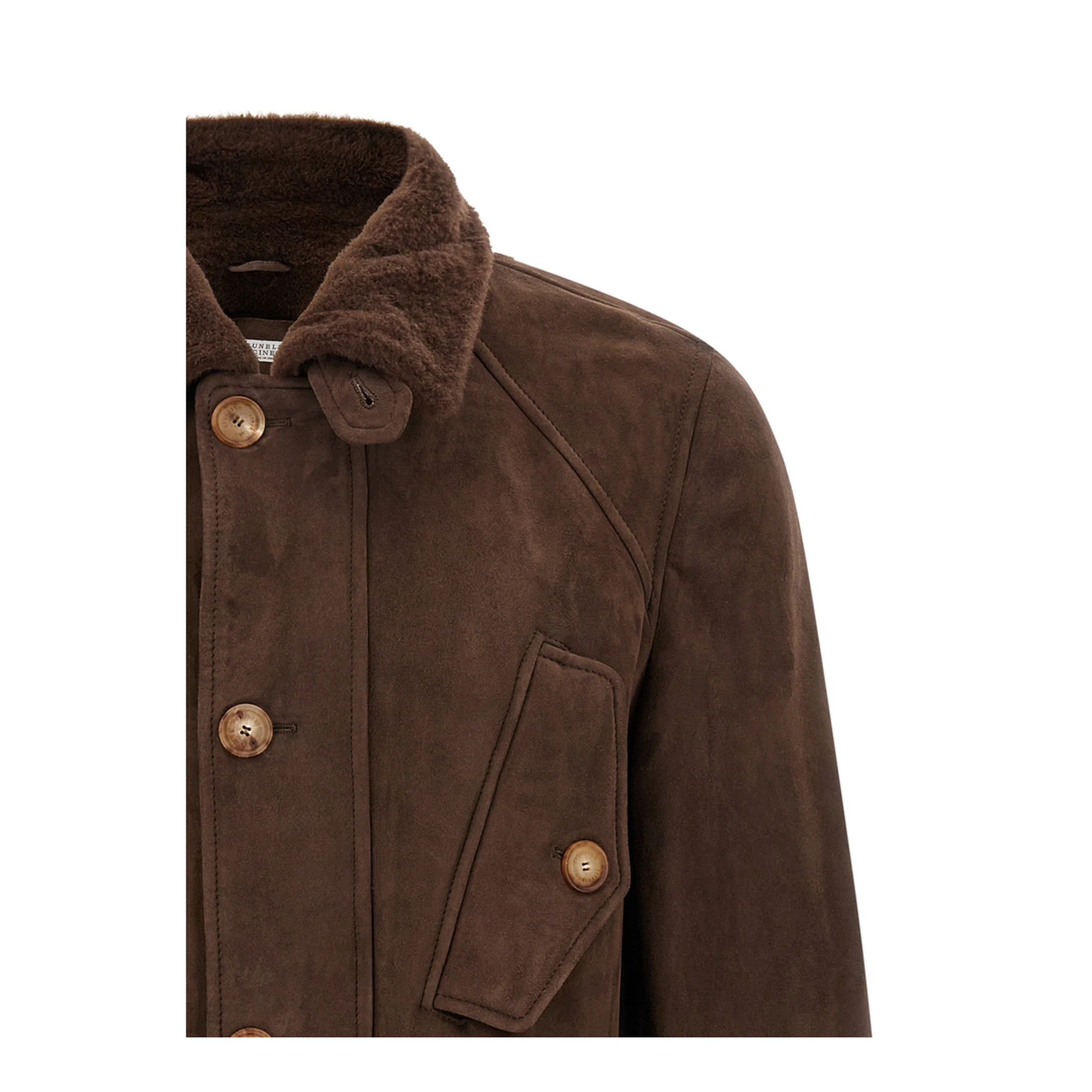 Men's Tone on tone Suede Shearling Coat - Image 5