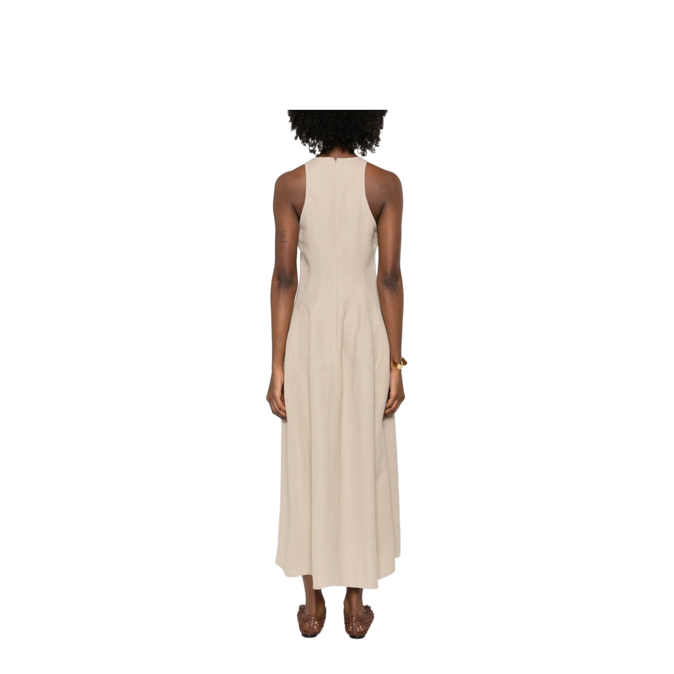 Sleeveless Panelled Midi Dress Beige - Image 4