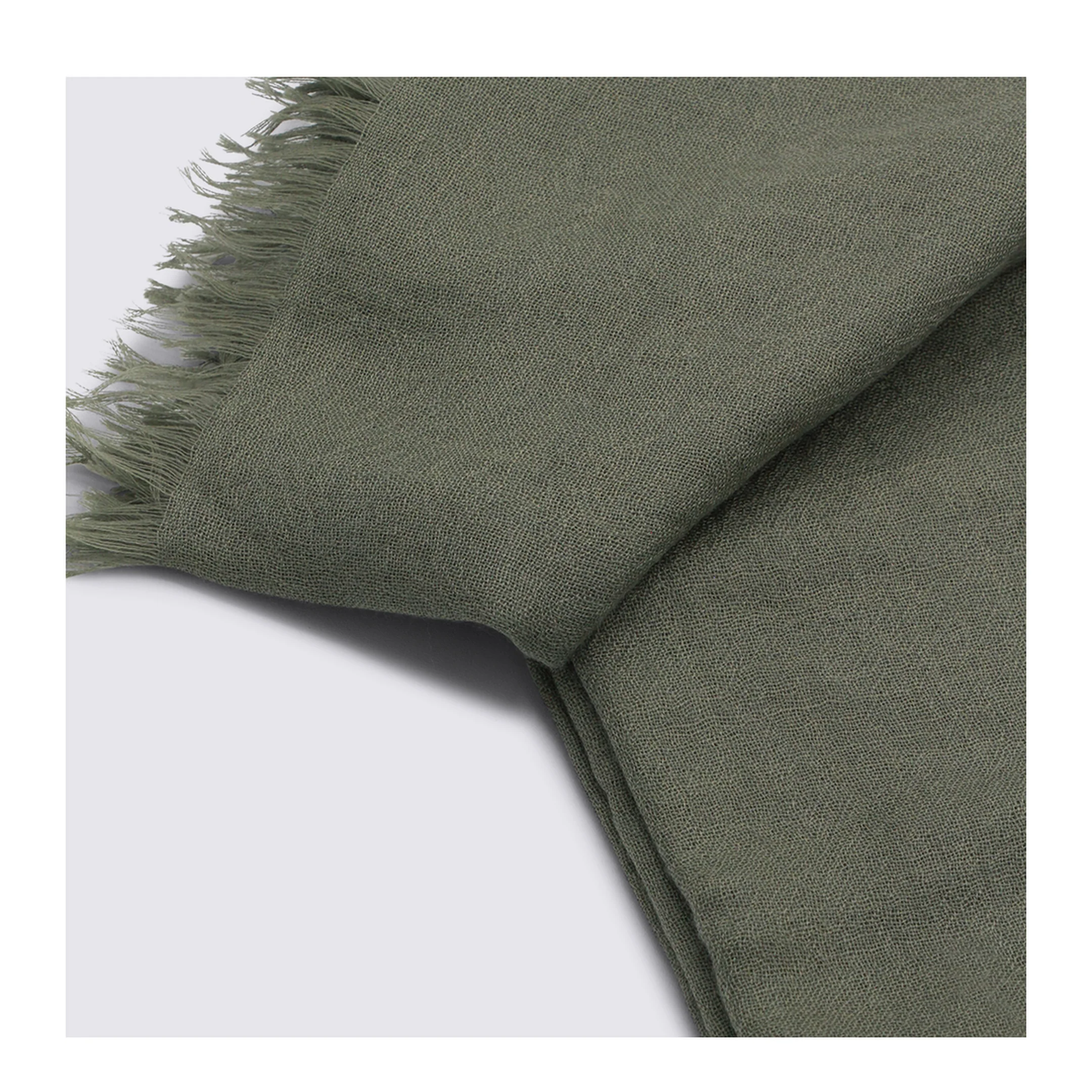 Women's Fringed Scarf Green - Image 2