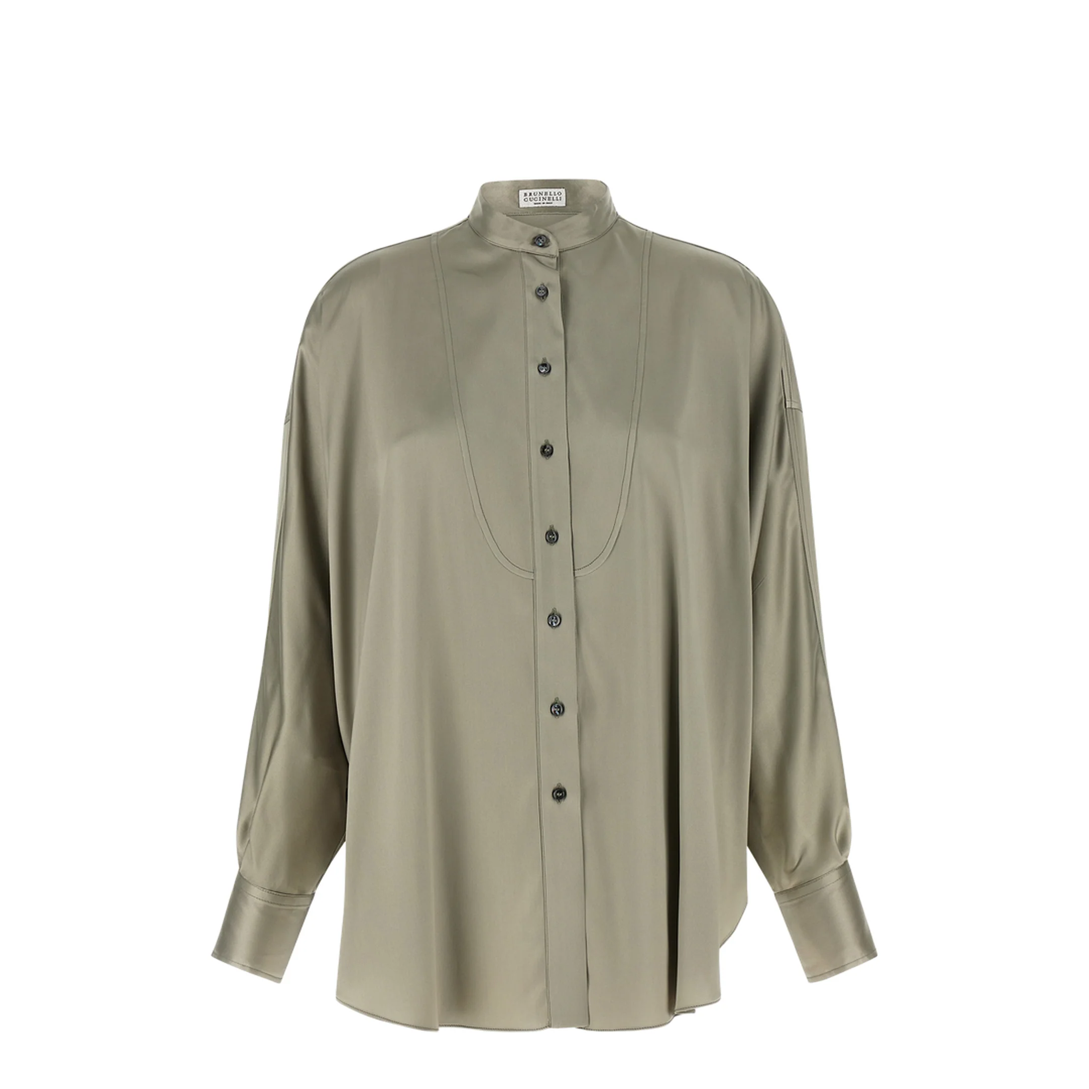 Monili Mandarin-Collar Shirt Green - Image 3