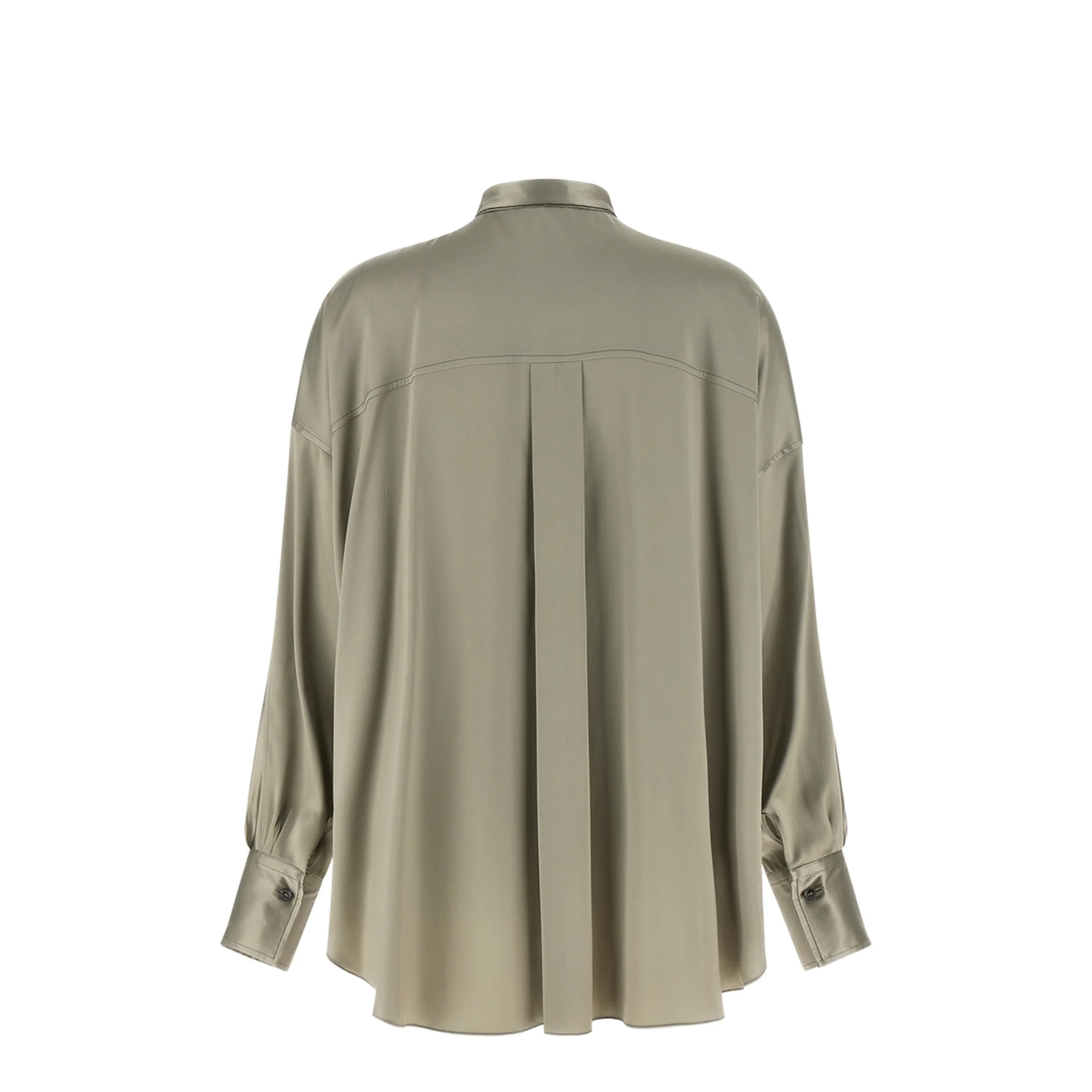 Monili Mandarin-Collar Shirt Green - Image 4