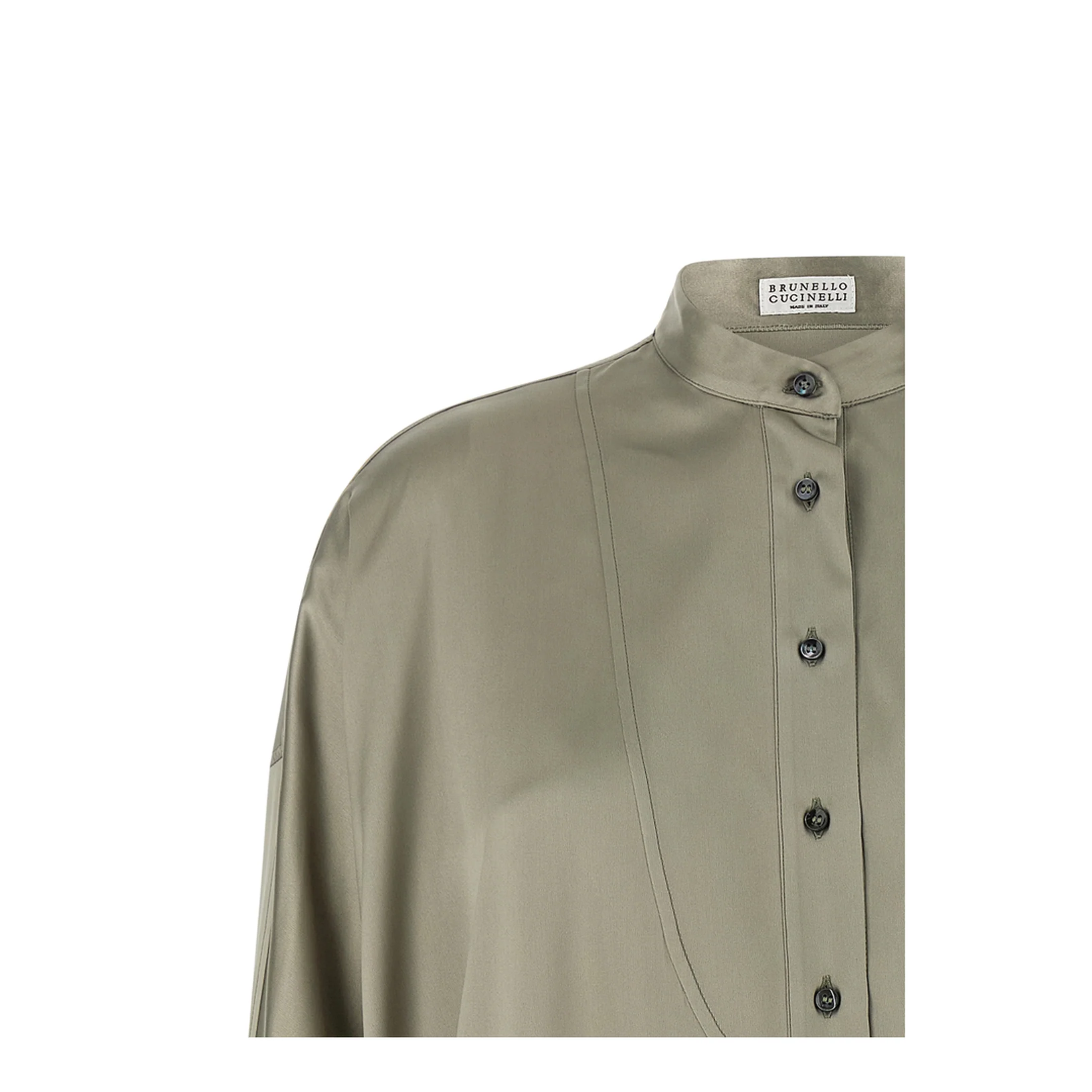 Monili Mandarin-Collar Shirt Green - Image 5