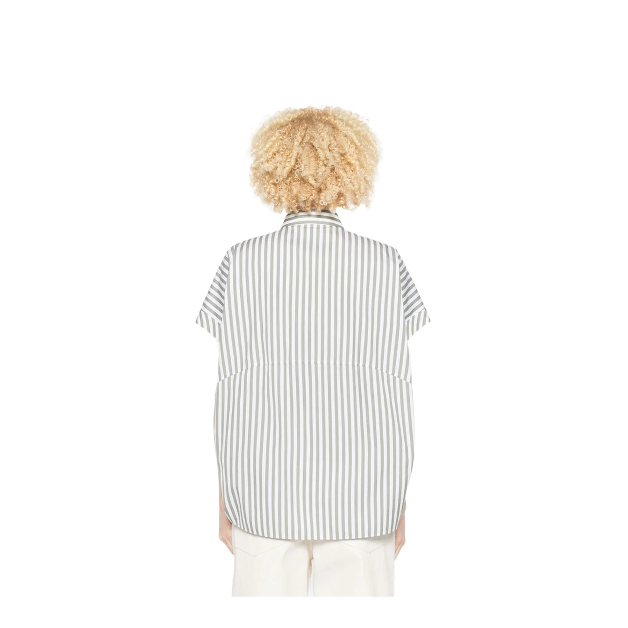 Cotton and Silk Striped Shirt Green - Image 4