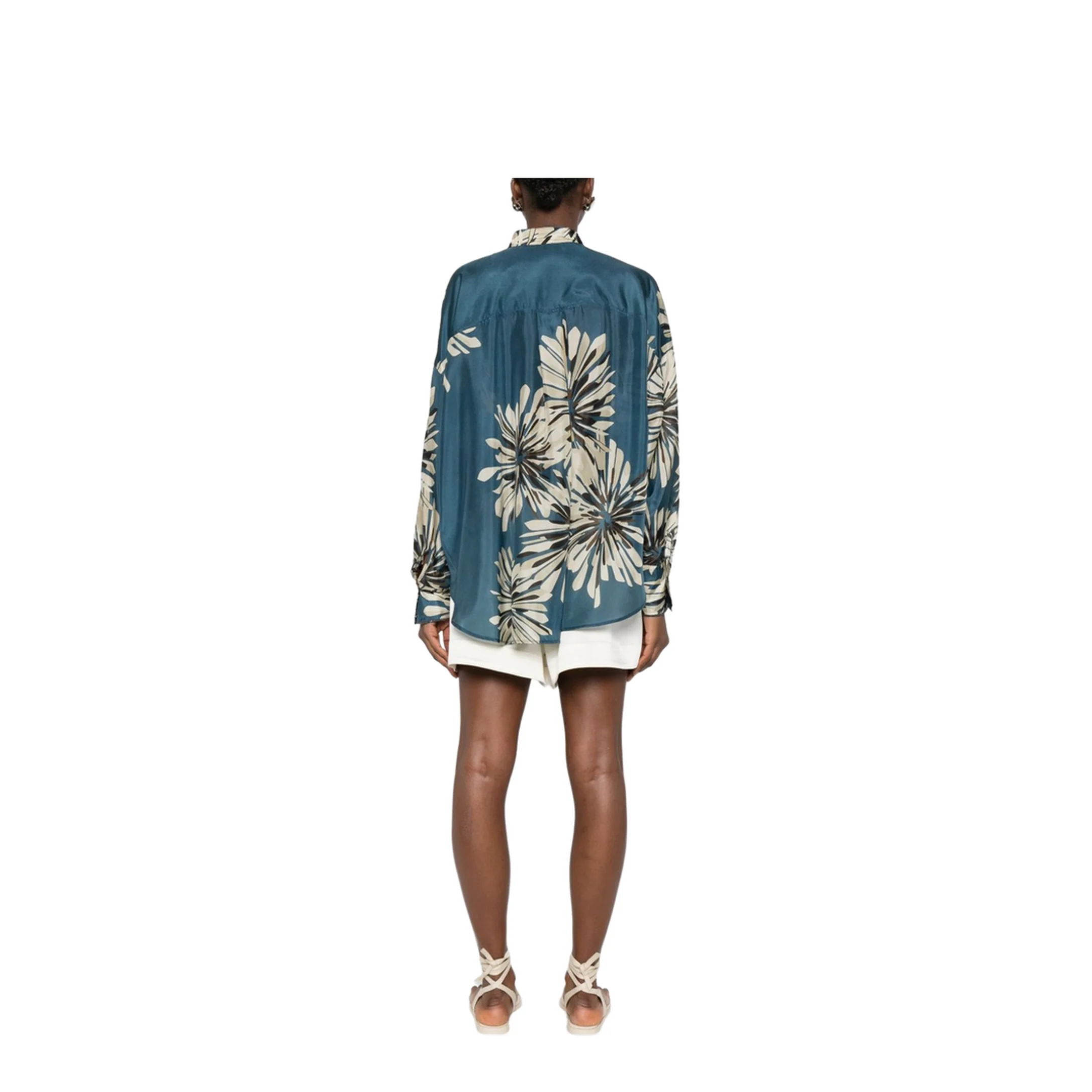 Women's Printed Silk Shirt Blue - Image 2