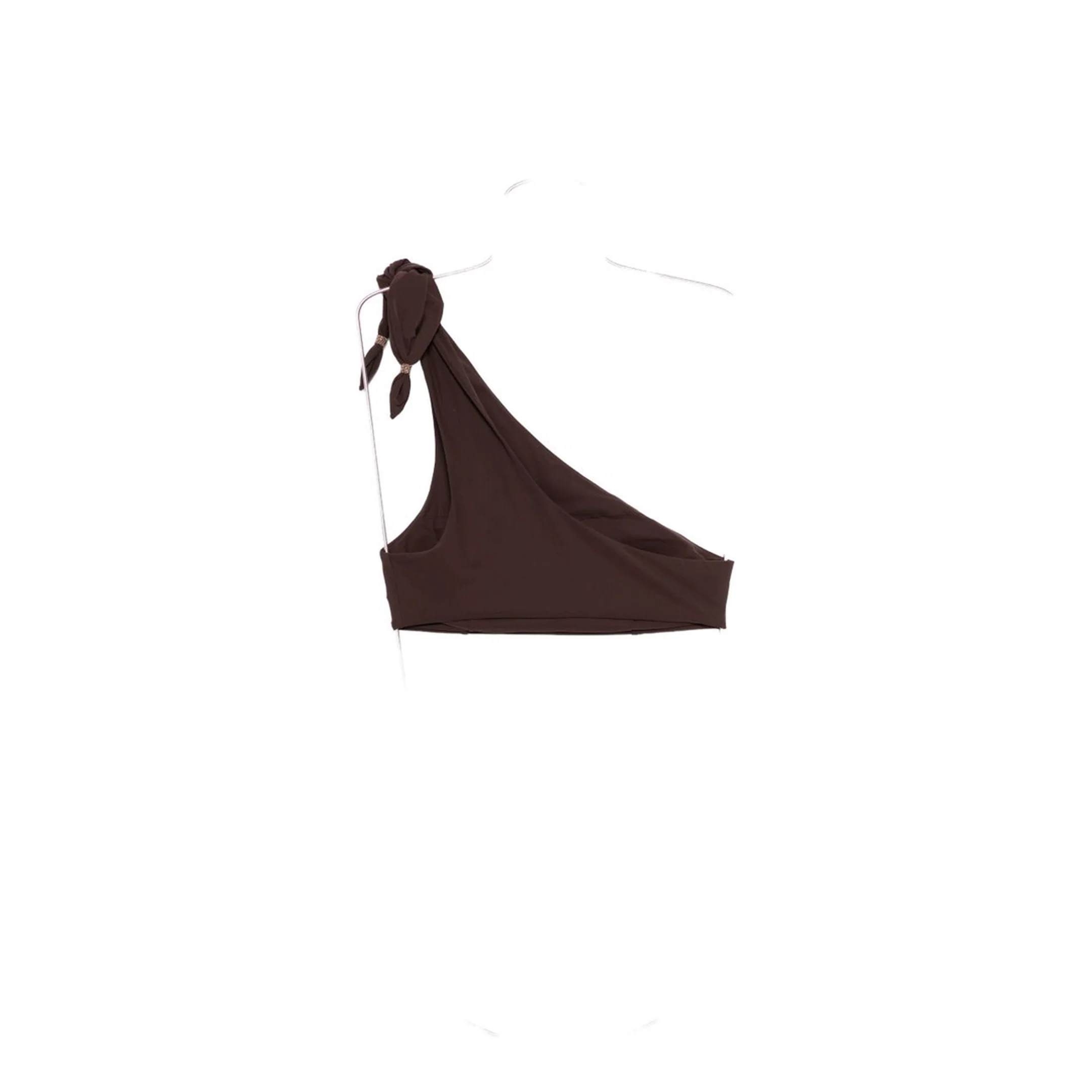 Knot One-Shoulder Bikini Tops - Brown - Image 2
