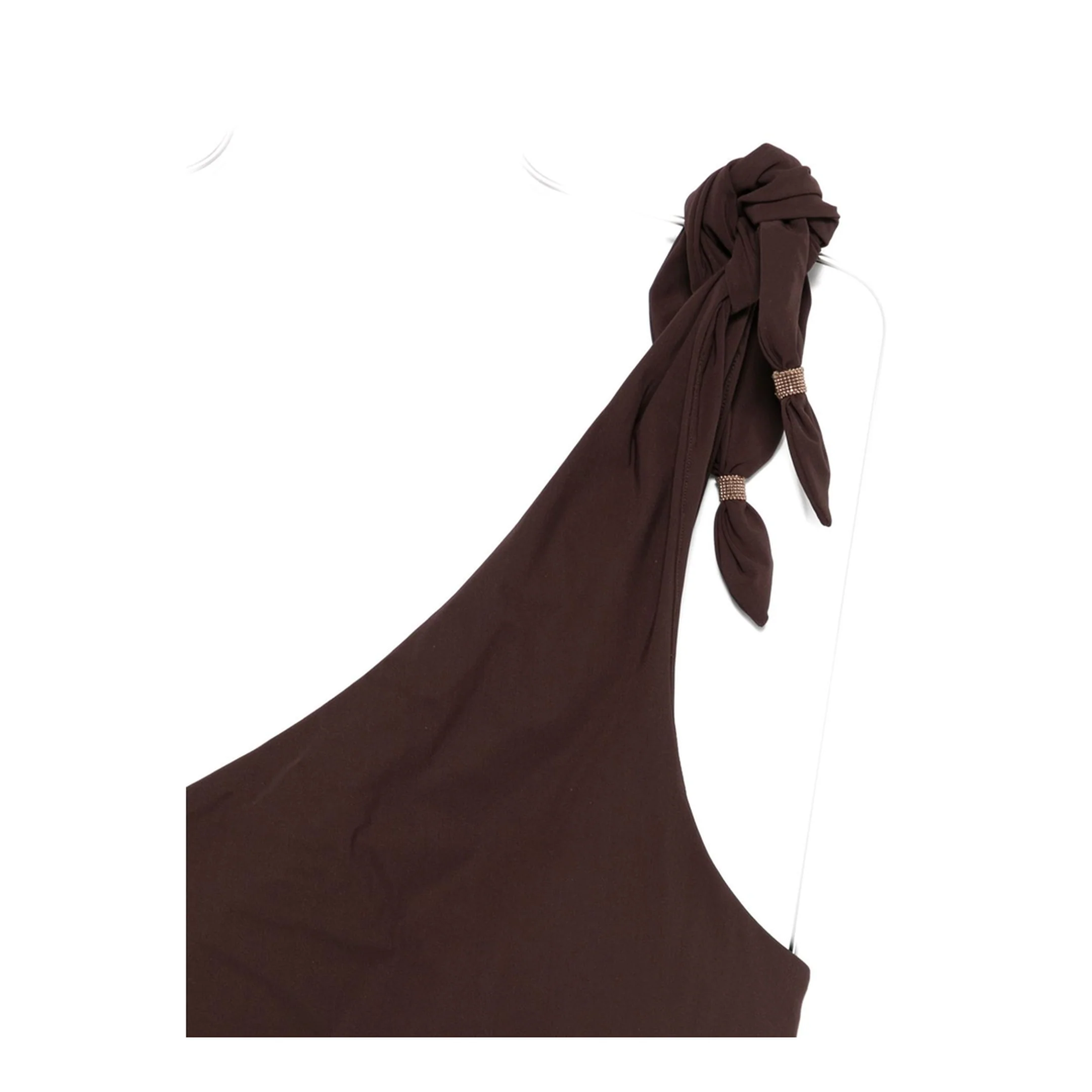 Knot One-Shoulder Bikini Tops - Brown - Image 3