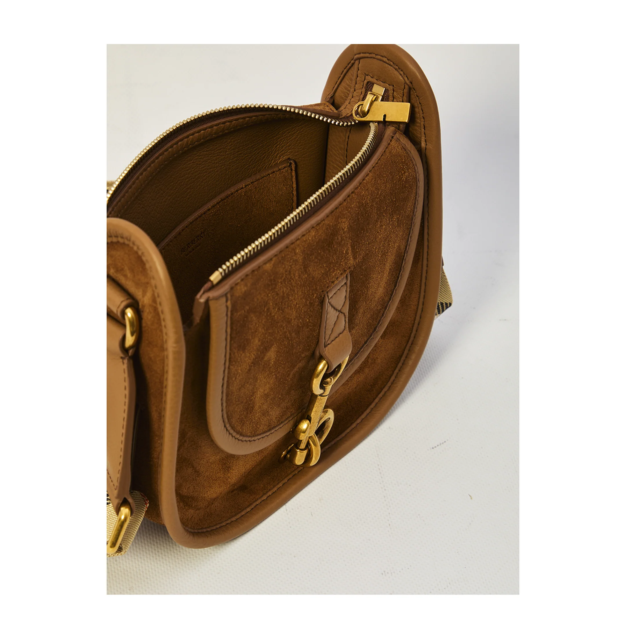 Mini B Clip Suede Messenger Bag - Hazel Brown - Image 4