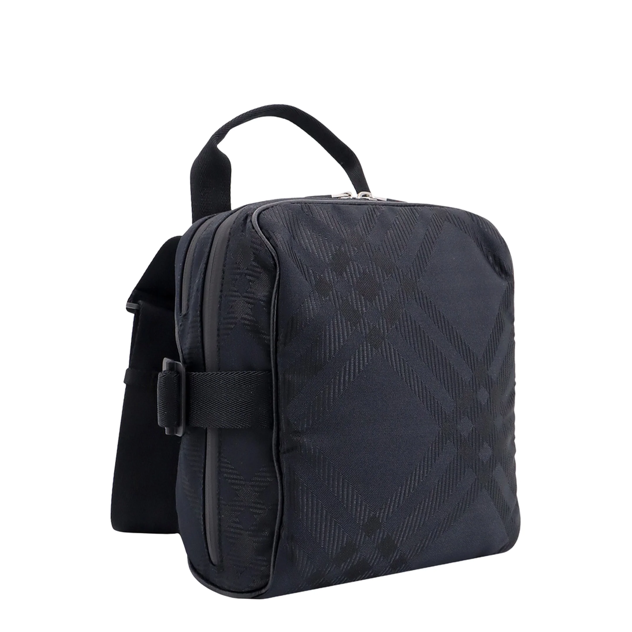Check Jacquard Crossbody Bag in Black Polyamide - Image 4