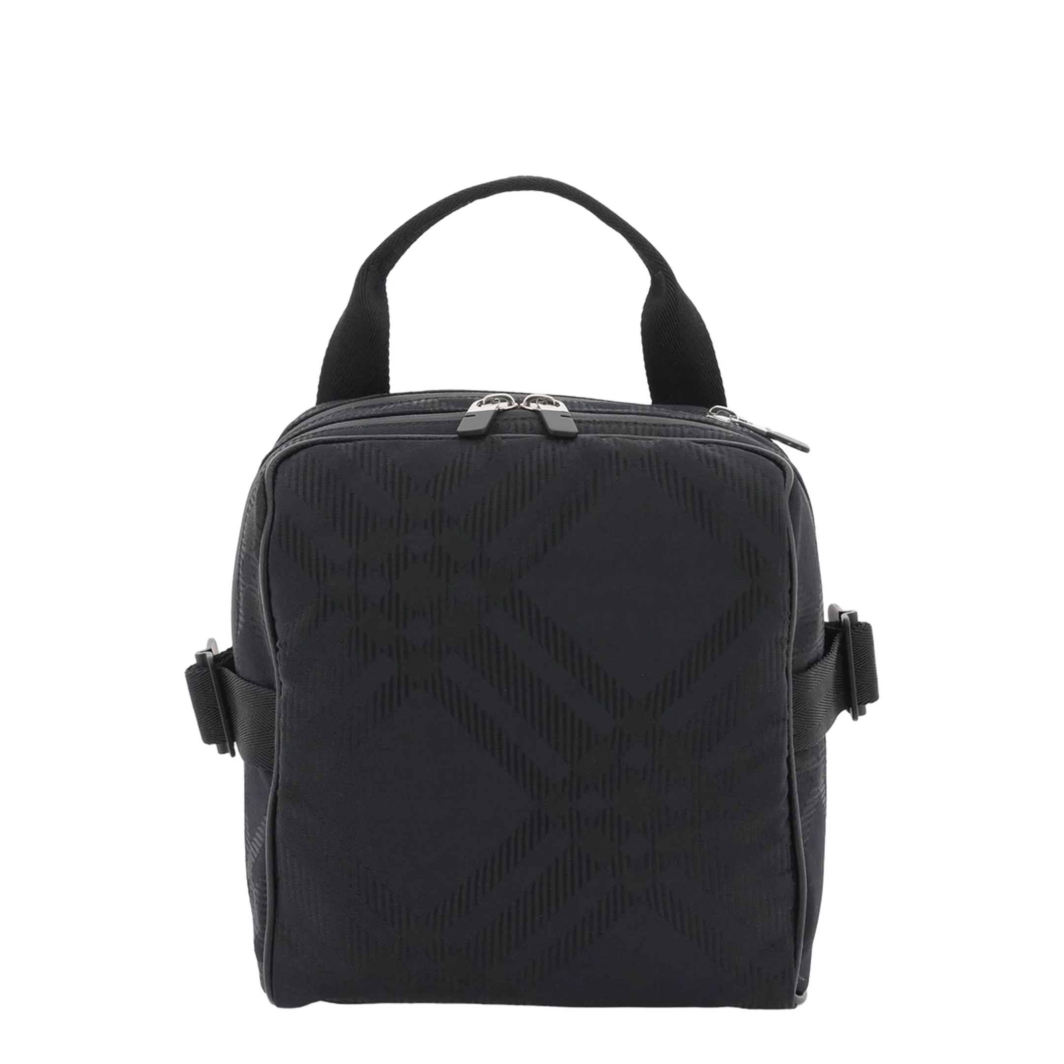 Check Jacquard Crossbody Bag in Black Polyamide - Image 5