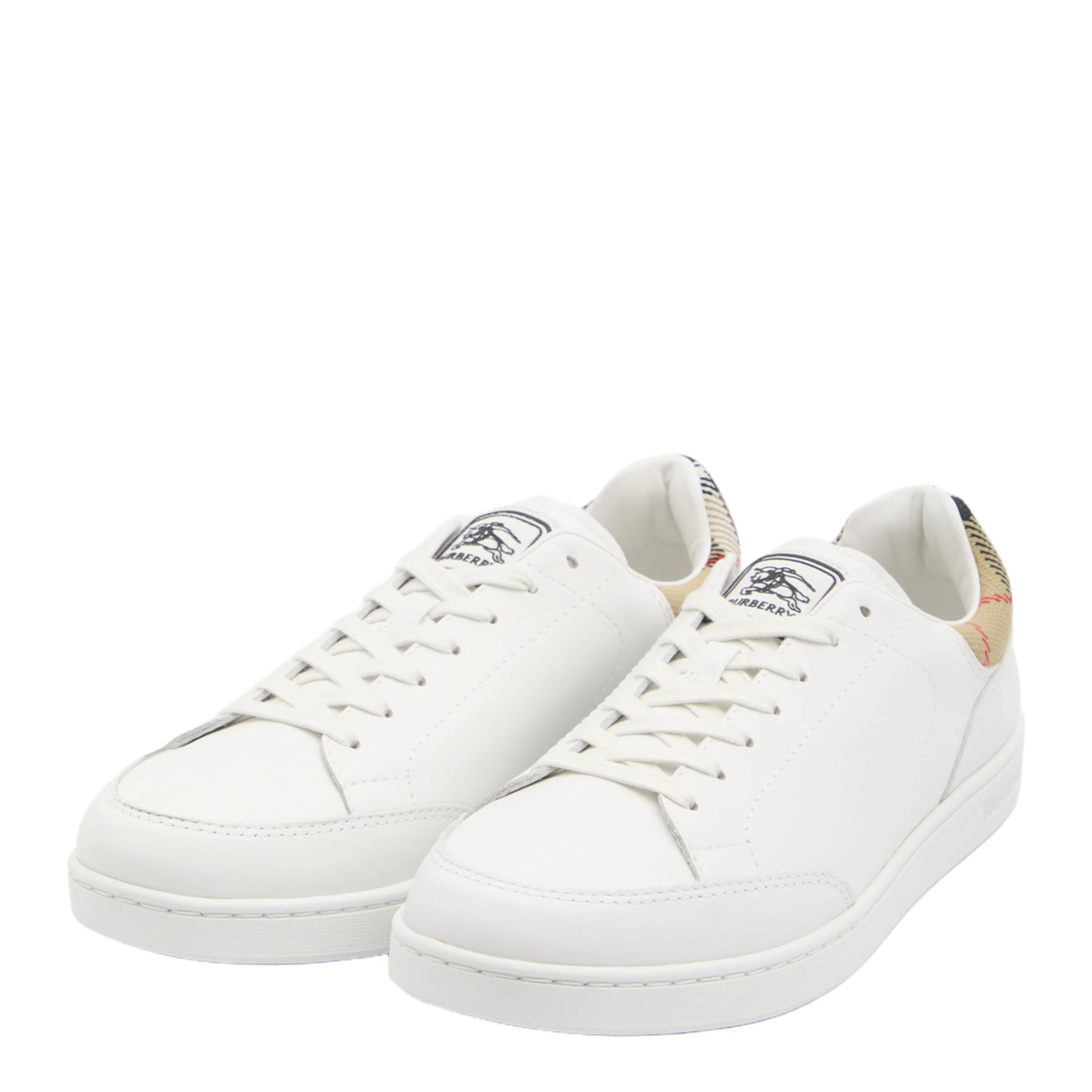Checked Heel Leather Low-Top Sneakers - Image 2