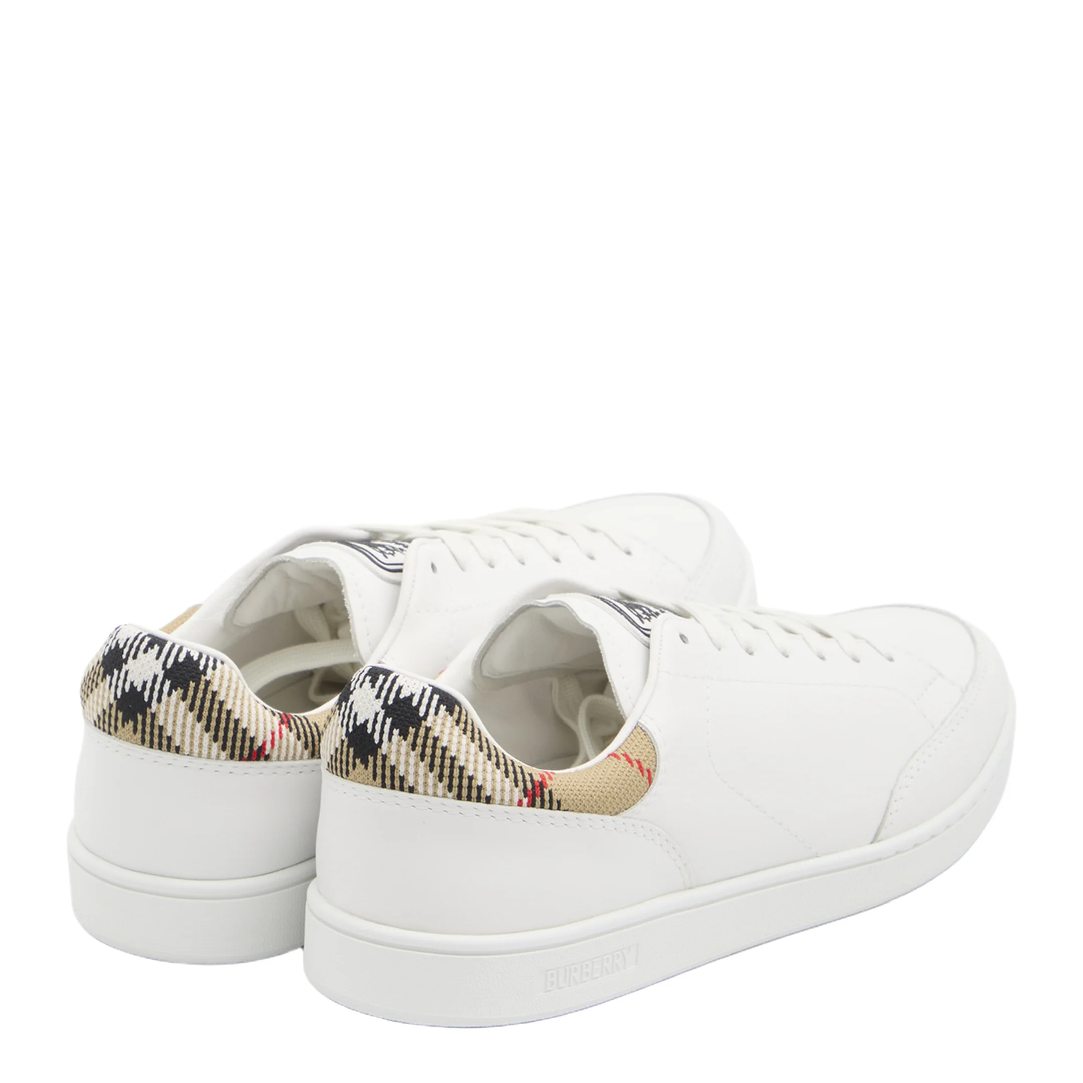 Checked Heel Leather Low-Top Sneakers - Image 3