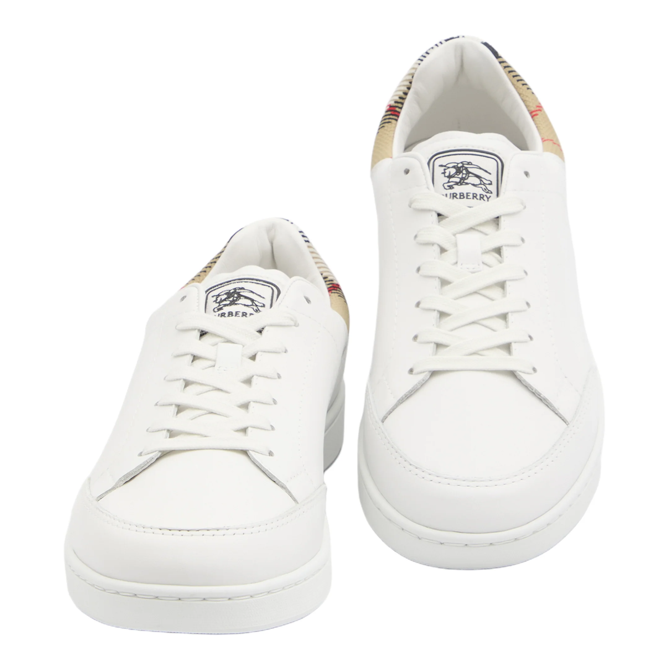 Checked Heel Leather Low-Top Sneakers - Image 5