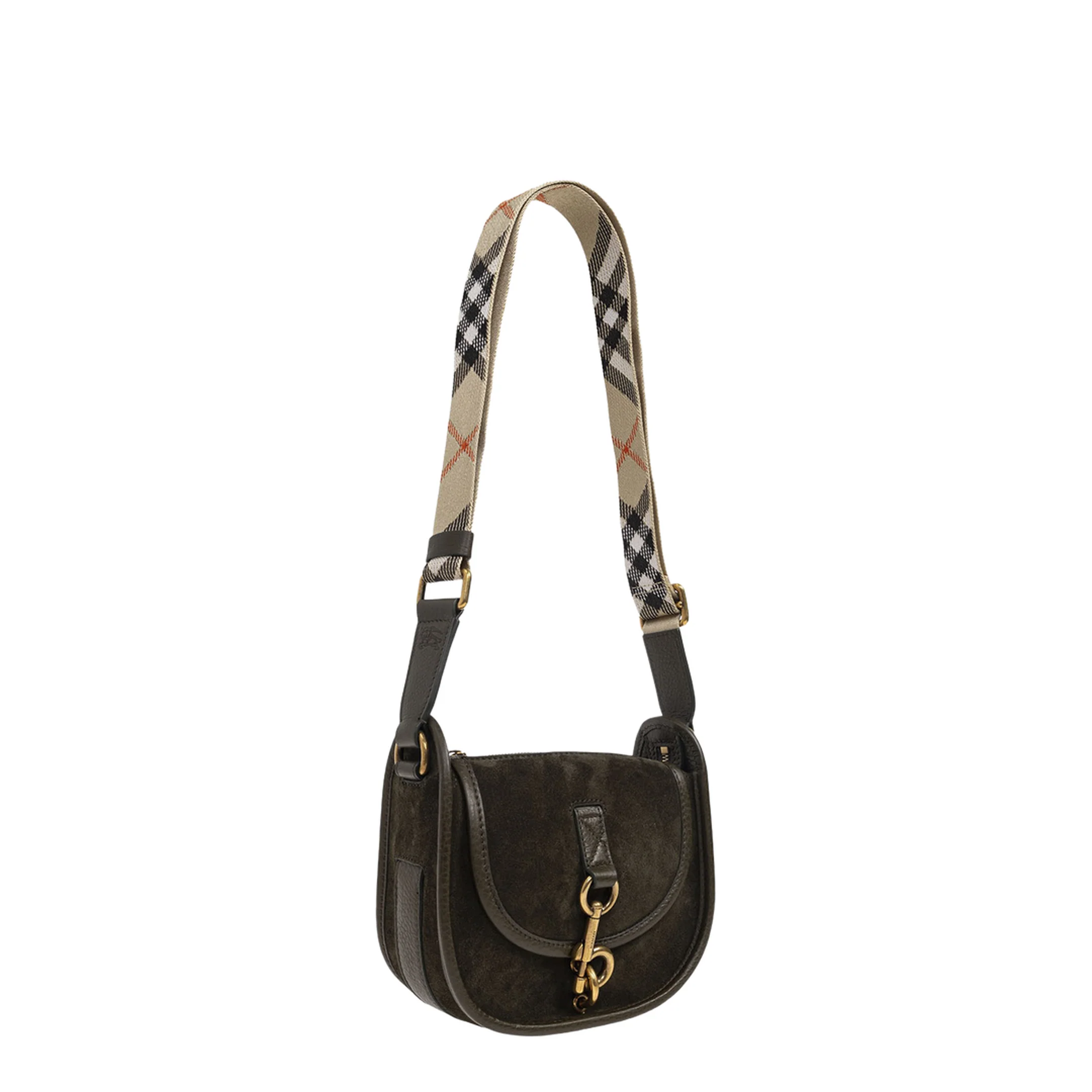 Mini B Clip Leather Messenger Bag in dark brown - Image 2