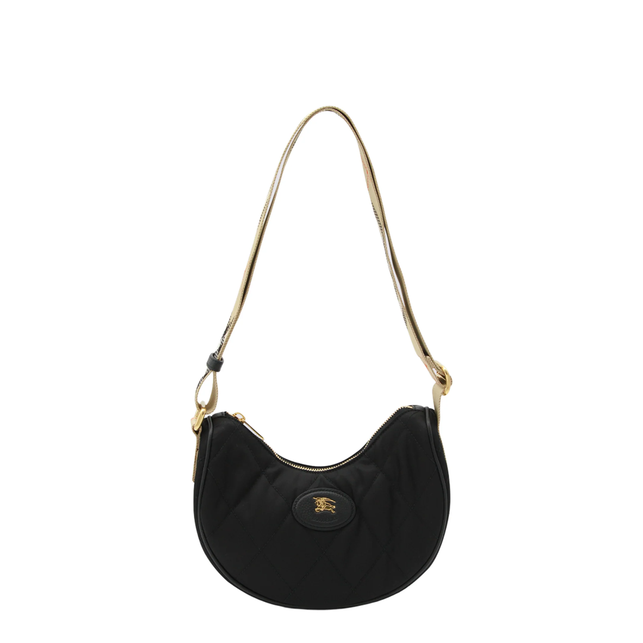 Horseshoe Nylon Crossbody Bag - Black