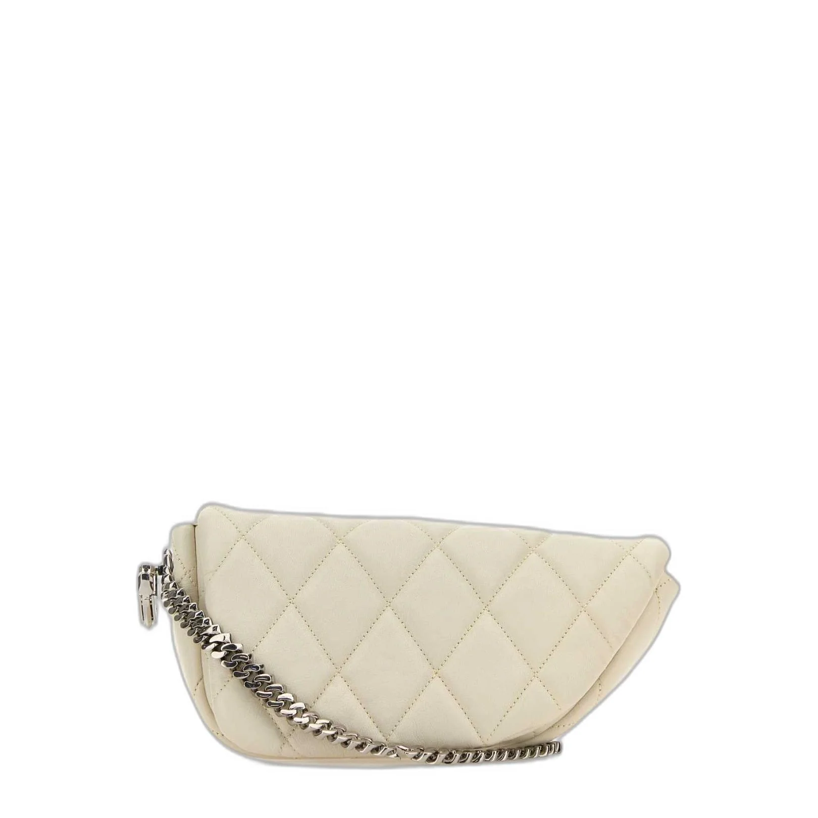 White Leather Shield Lock Shoulder Bag