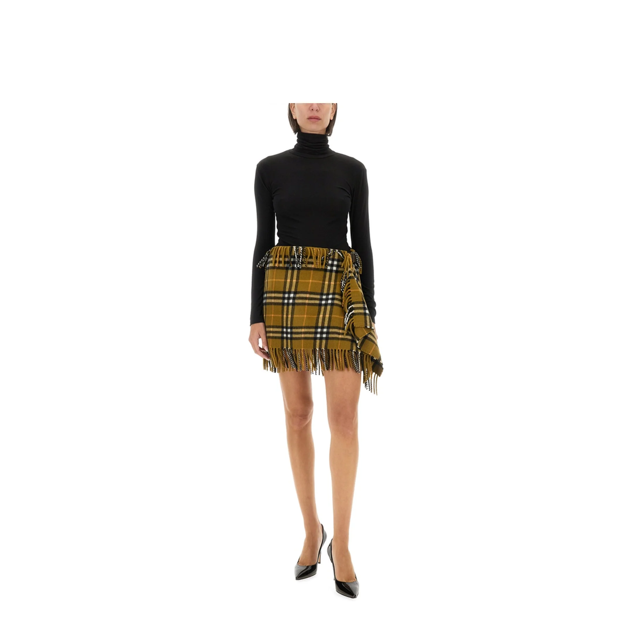 Wool and Cashmere Check Scarf Style Skirt - Image 2
