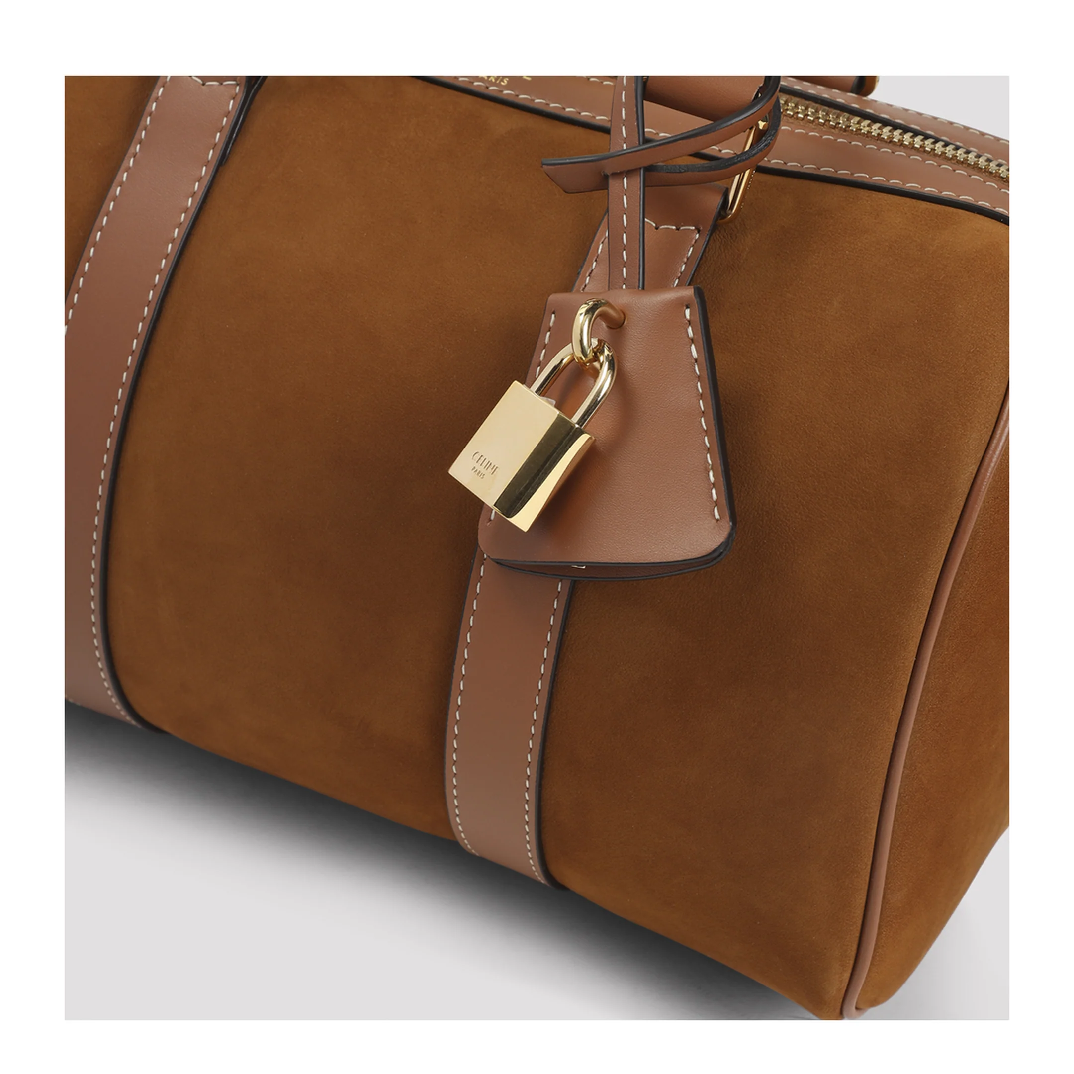 Medium Boston Nubuck Calfskin Handbag Brown - Image 5