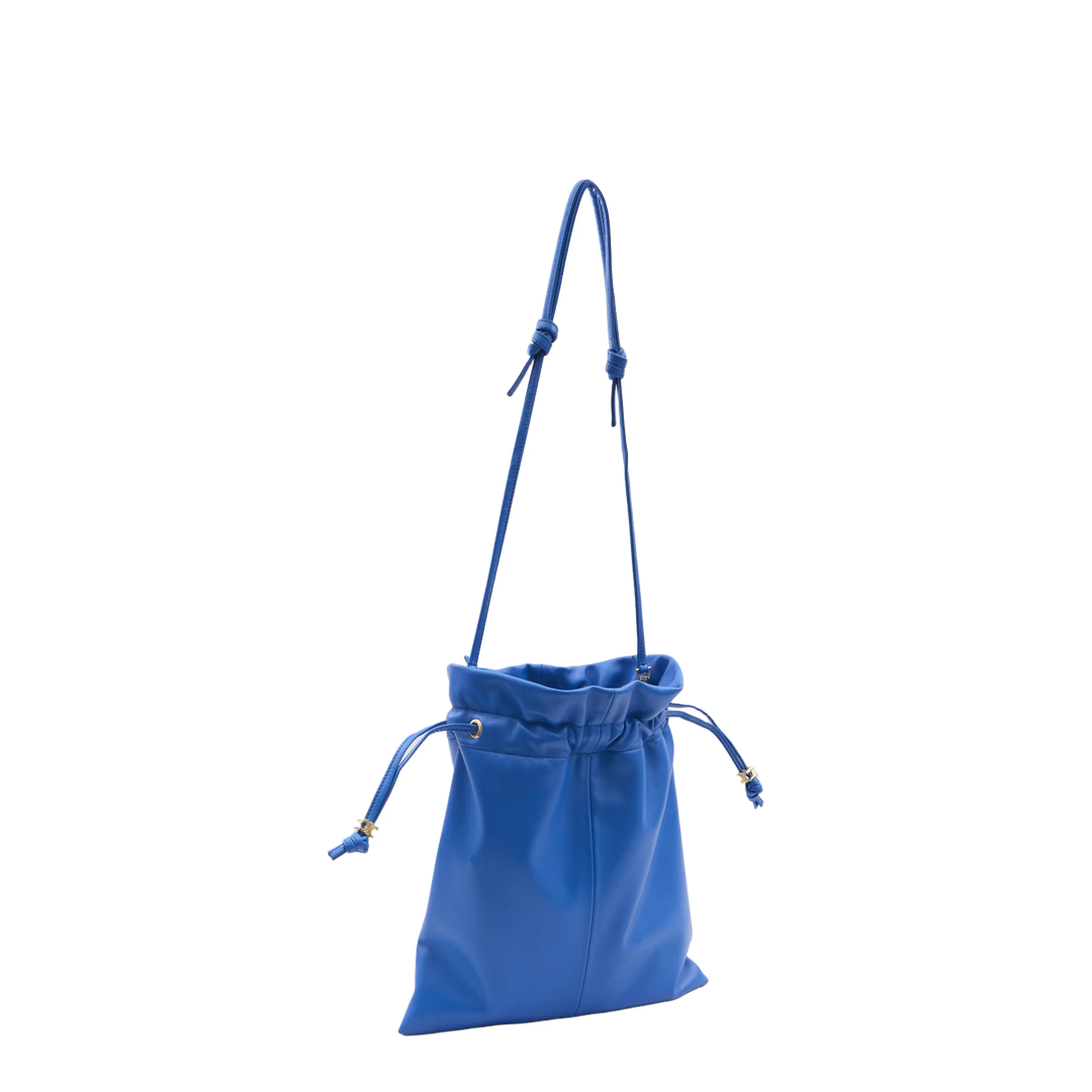 Crystal Pouch Small Leather Bucket Bag - Blue - Image 2