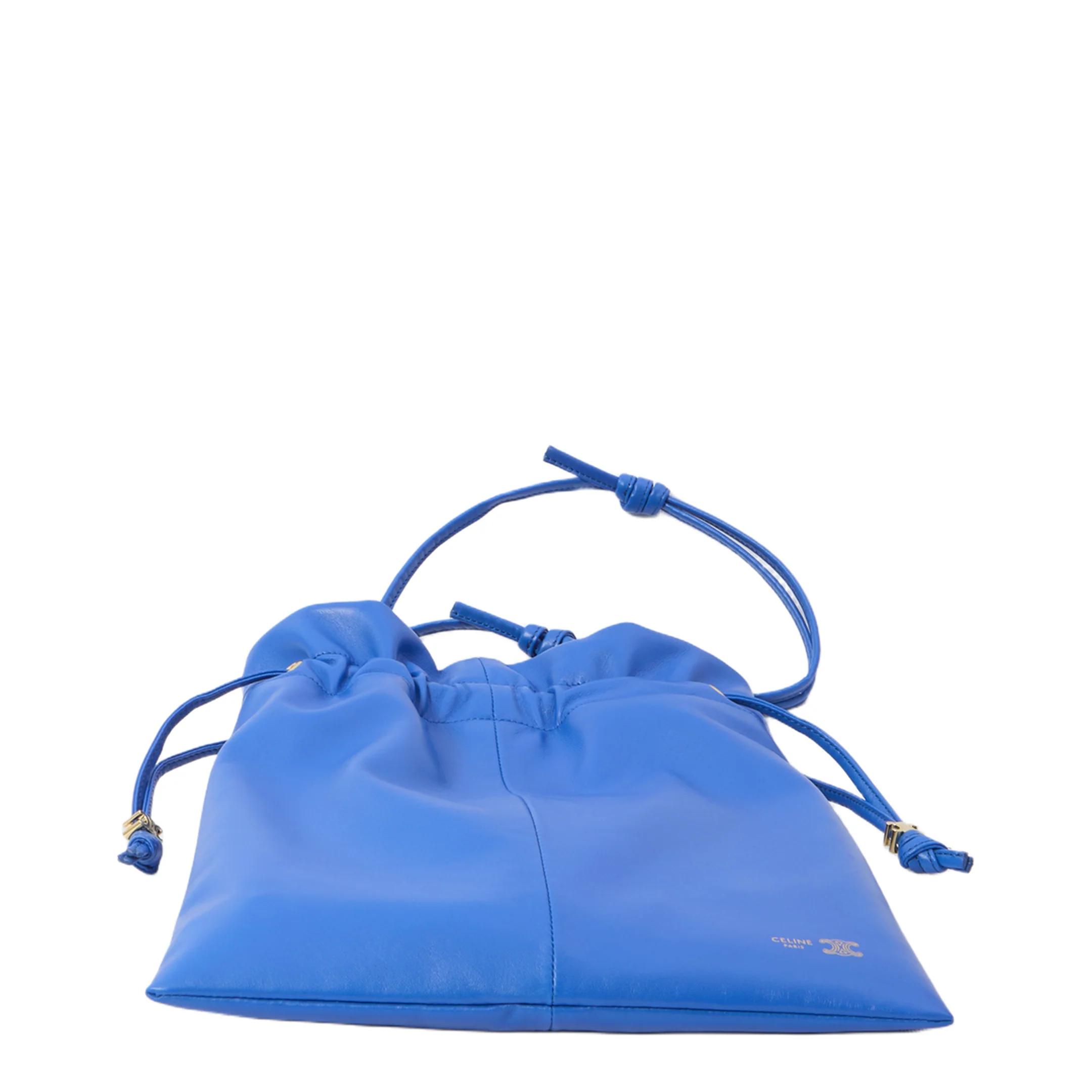 Crystal Pouch Small Leather Bucket Bag - Blue - Image 3