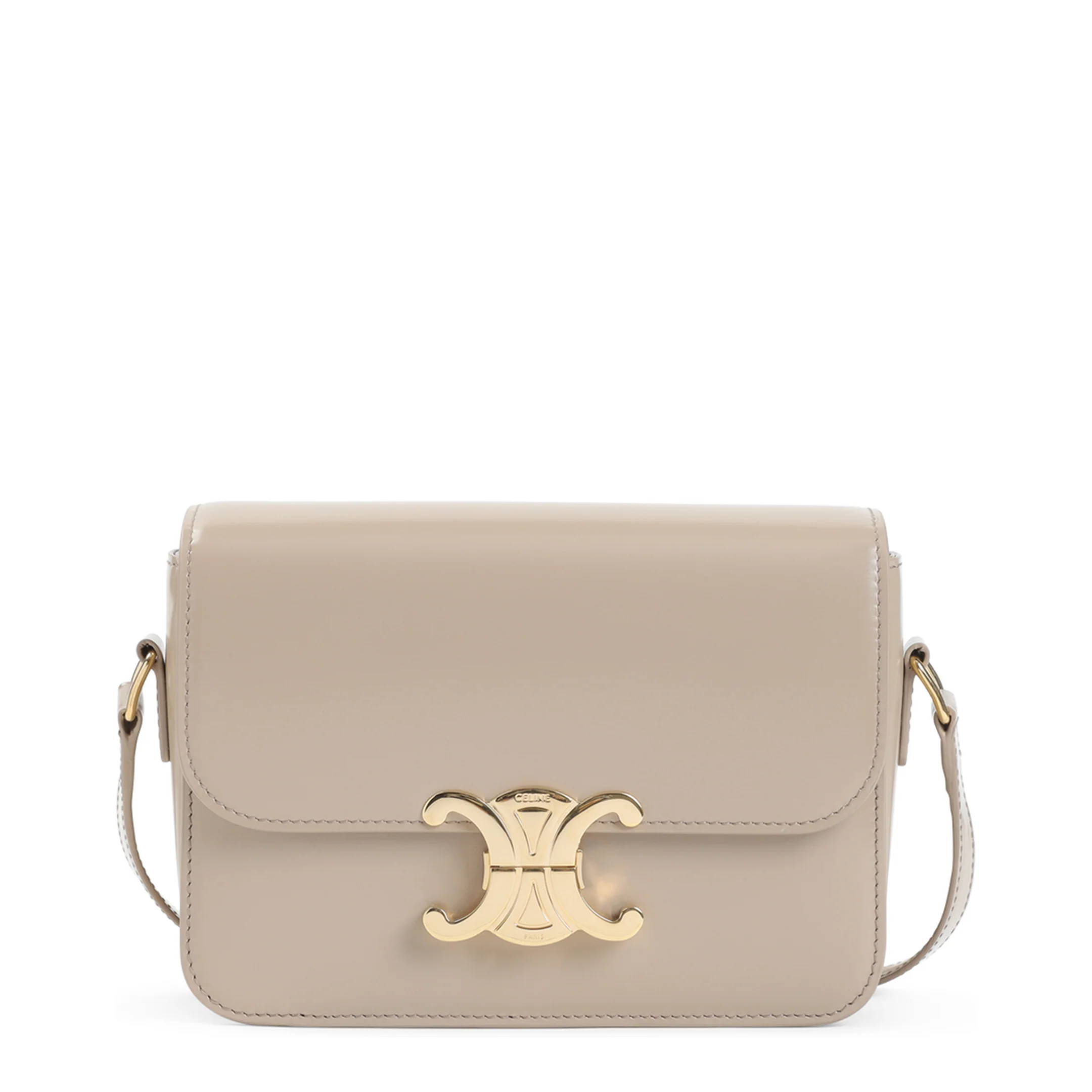 Triomphe Shoulder Bag Leather Beige - Image 2