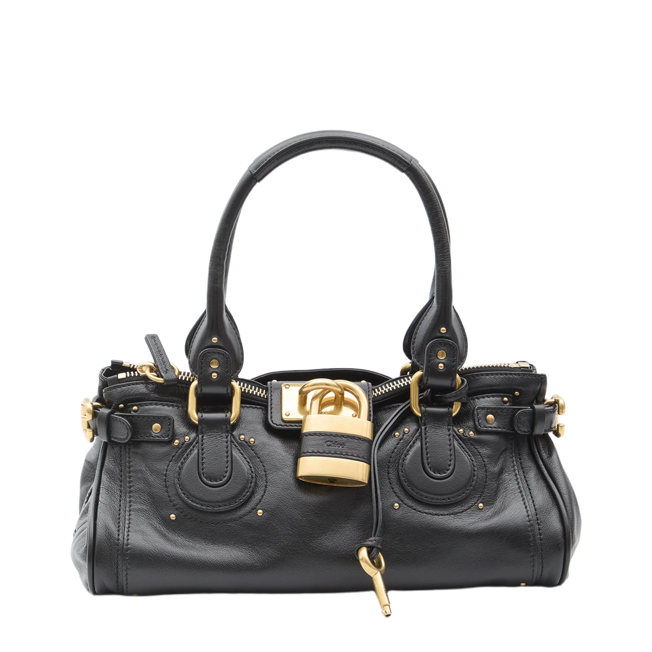 Paddington Grained Leather Handbag - Black