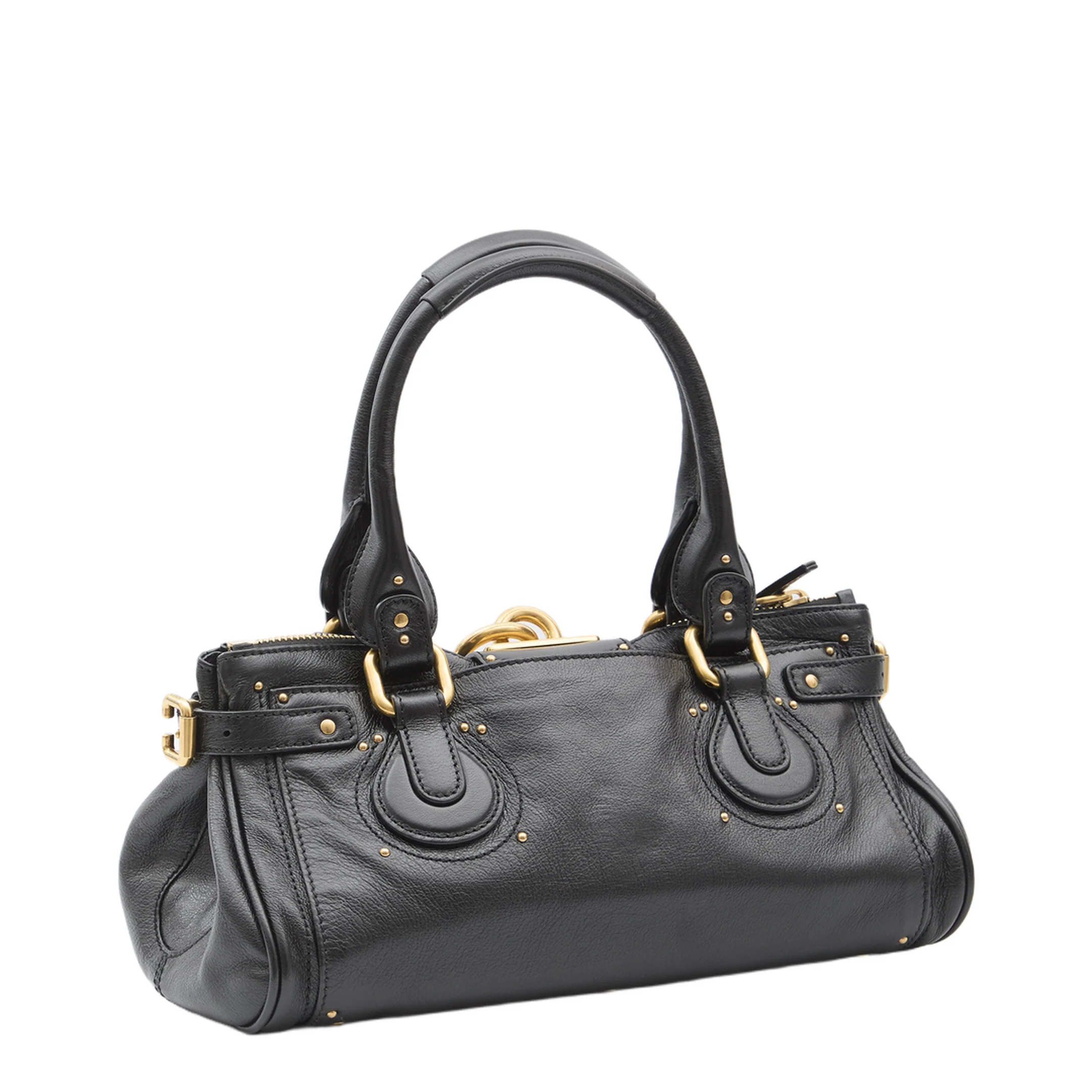 Paddington Grained Leather Handbag - Black - Image 2