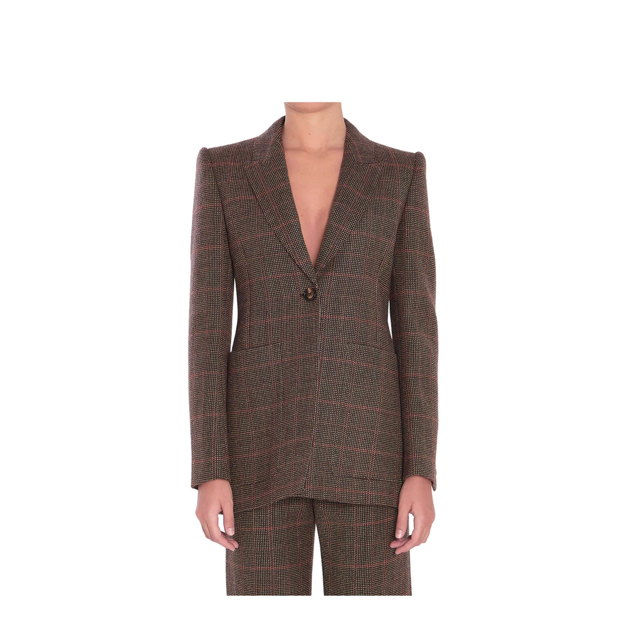 Check Wool Blazer Brown