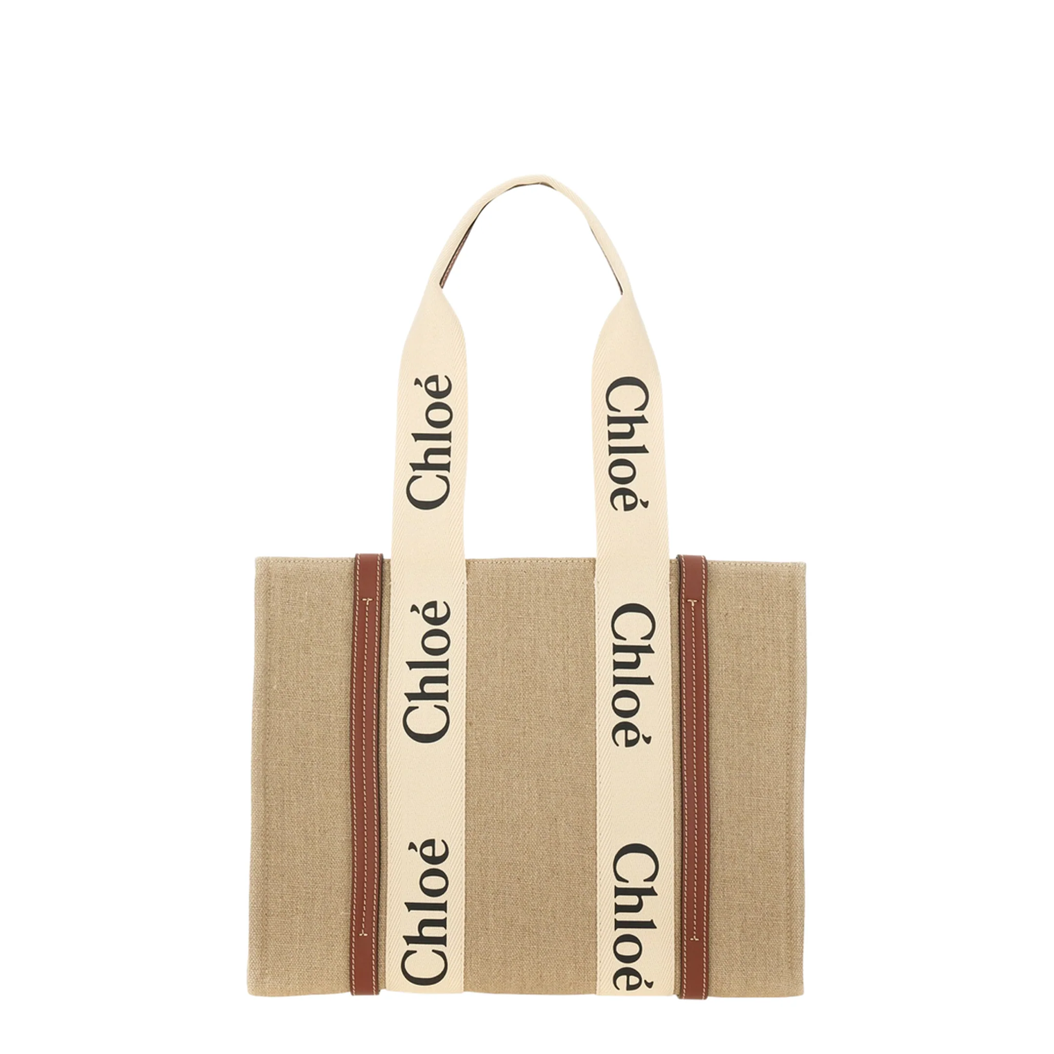 Double Long Handle Linen Bag with Logo - Image 2