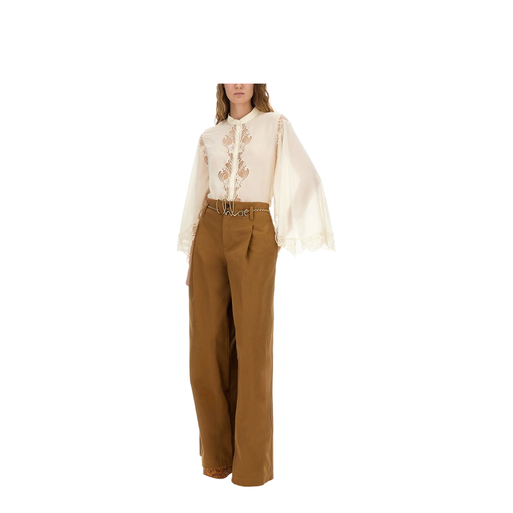Fluid Silk Georgette and Lace Blouse - Image 2