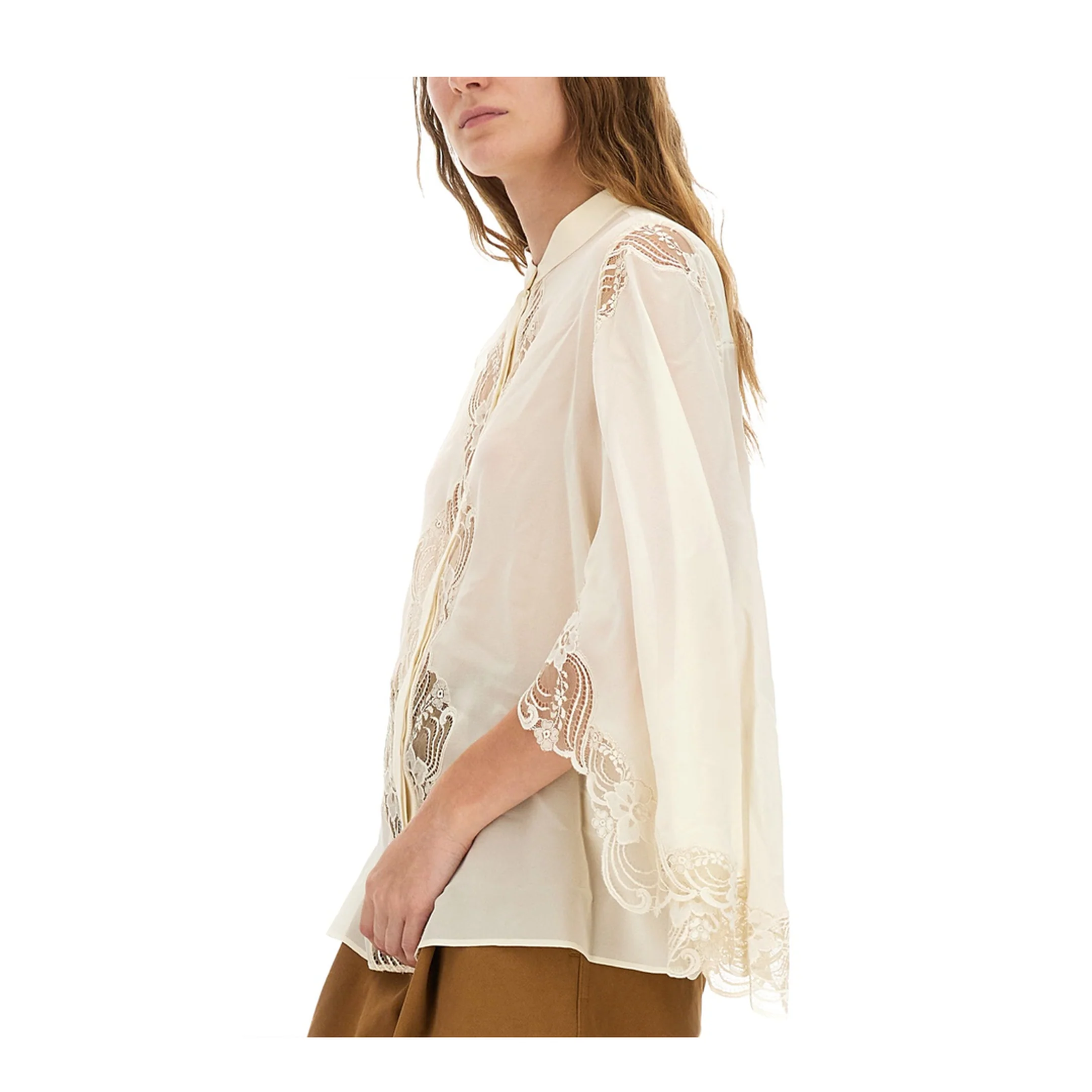 Fluid Silk Georgette and Lace Blouse - Image 4