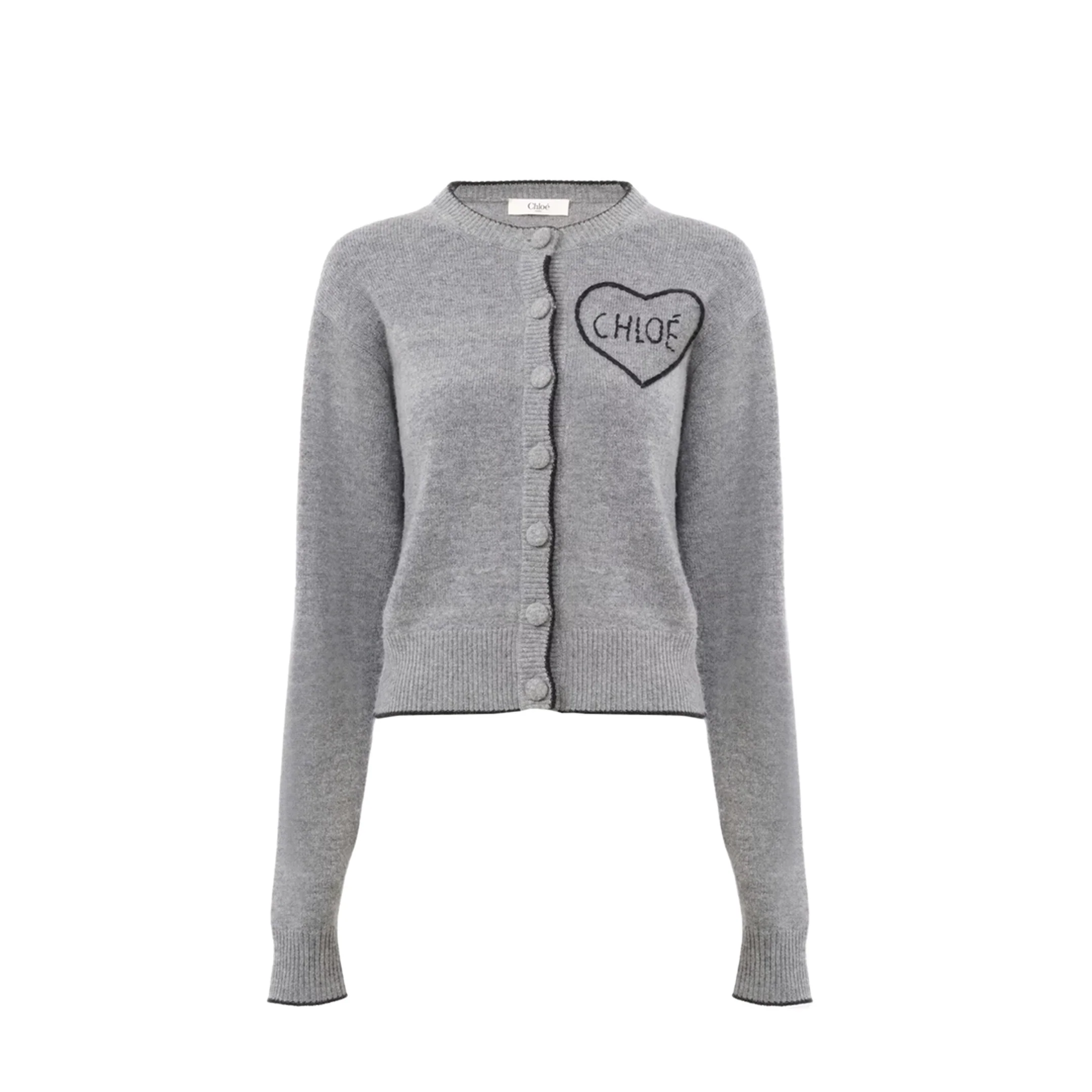 Grey Cardigan With Frontal Buttons Closure