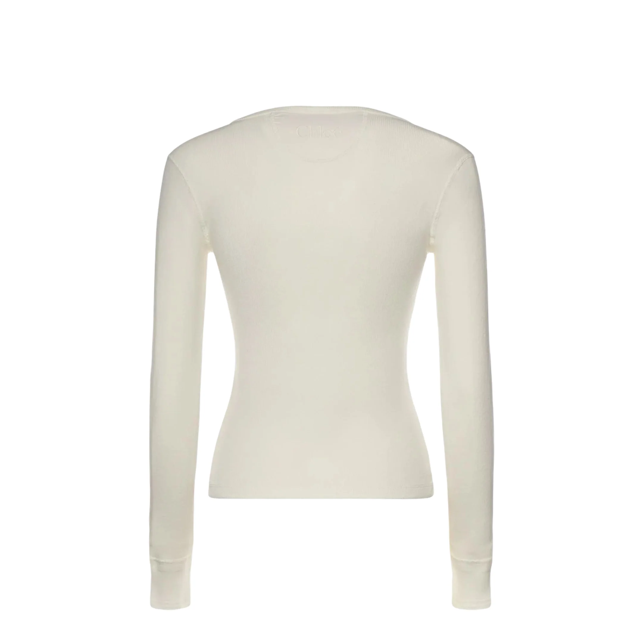 Scoop-neck Henley Shirt in Cotton Jersey White - Image 2