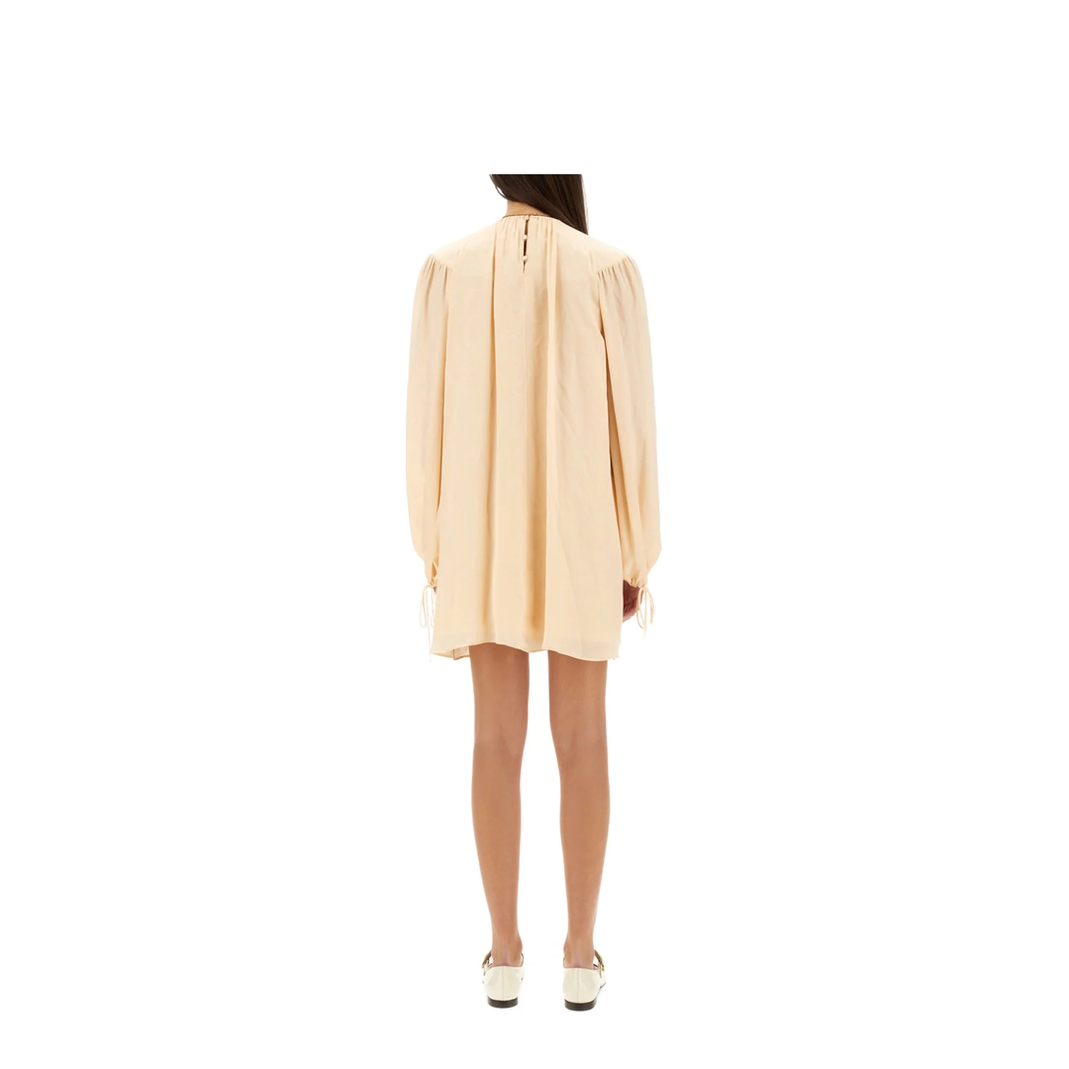 Silk Shirred Mini Dress - Image 3