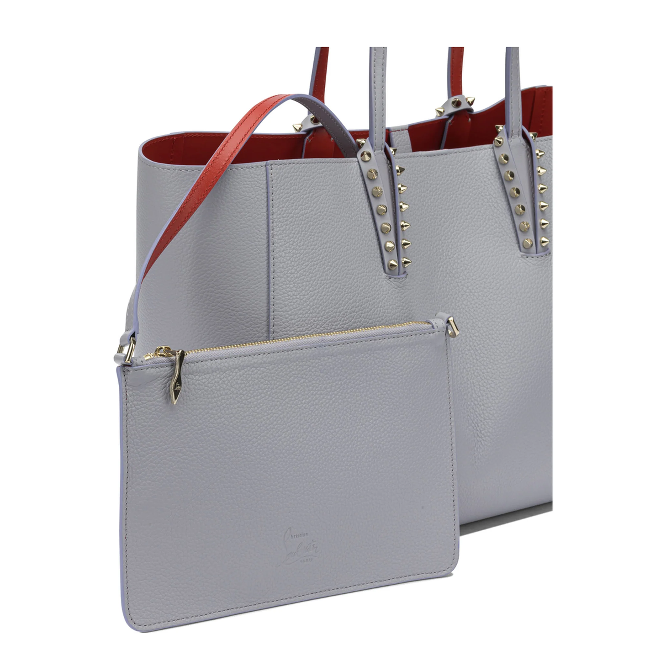 Cabata Small Grained Leather Tote Bag - Grey - Image 4