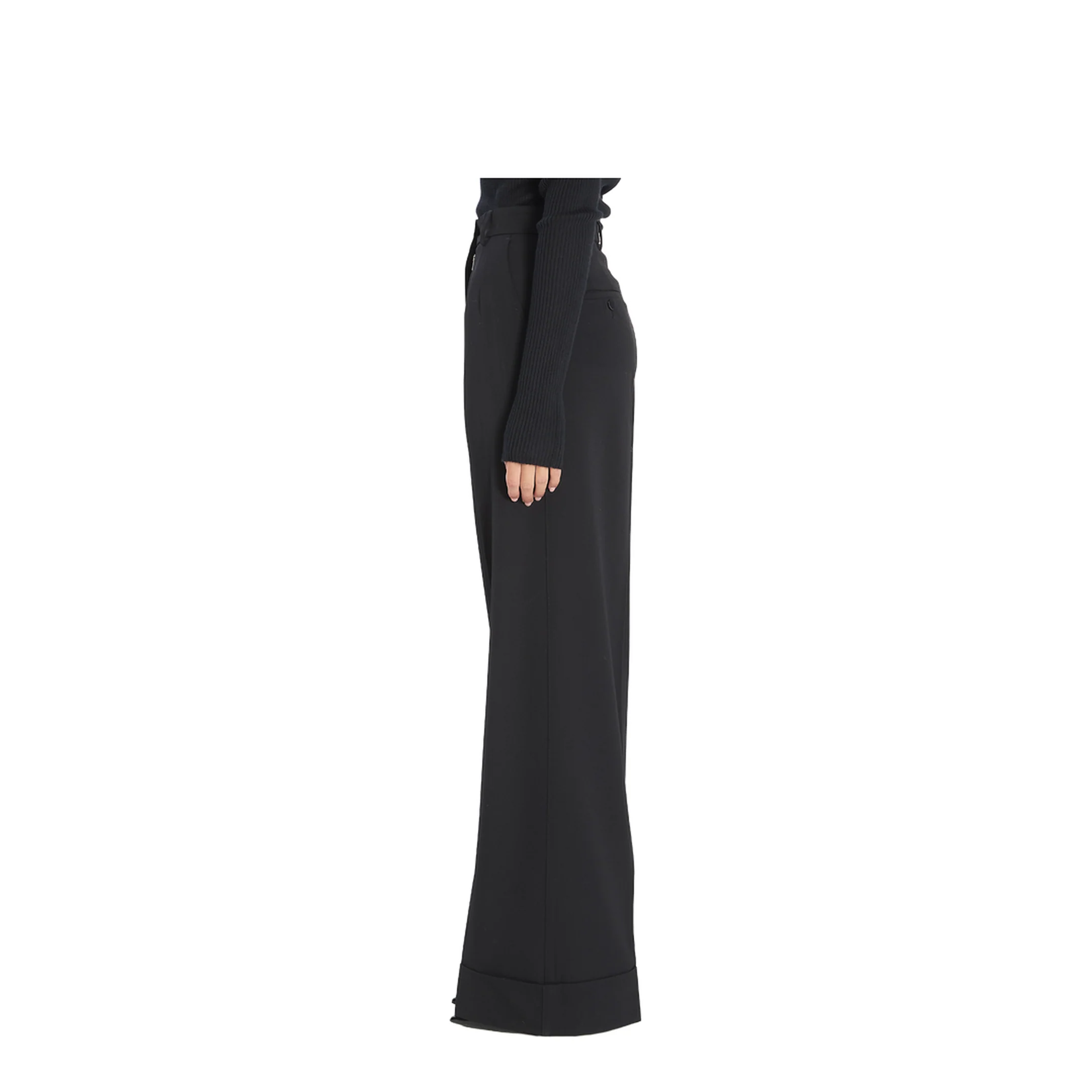 Bi-stretch Wool Trousers in Black - Image 3