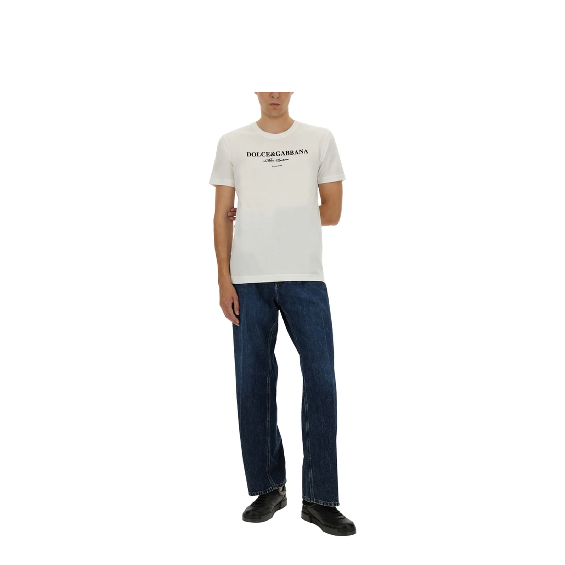Cotton T-Shirt with Print in White - Image 2