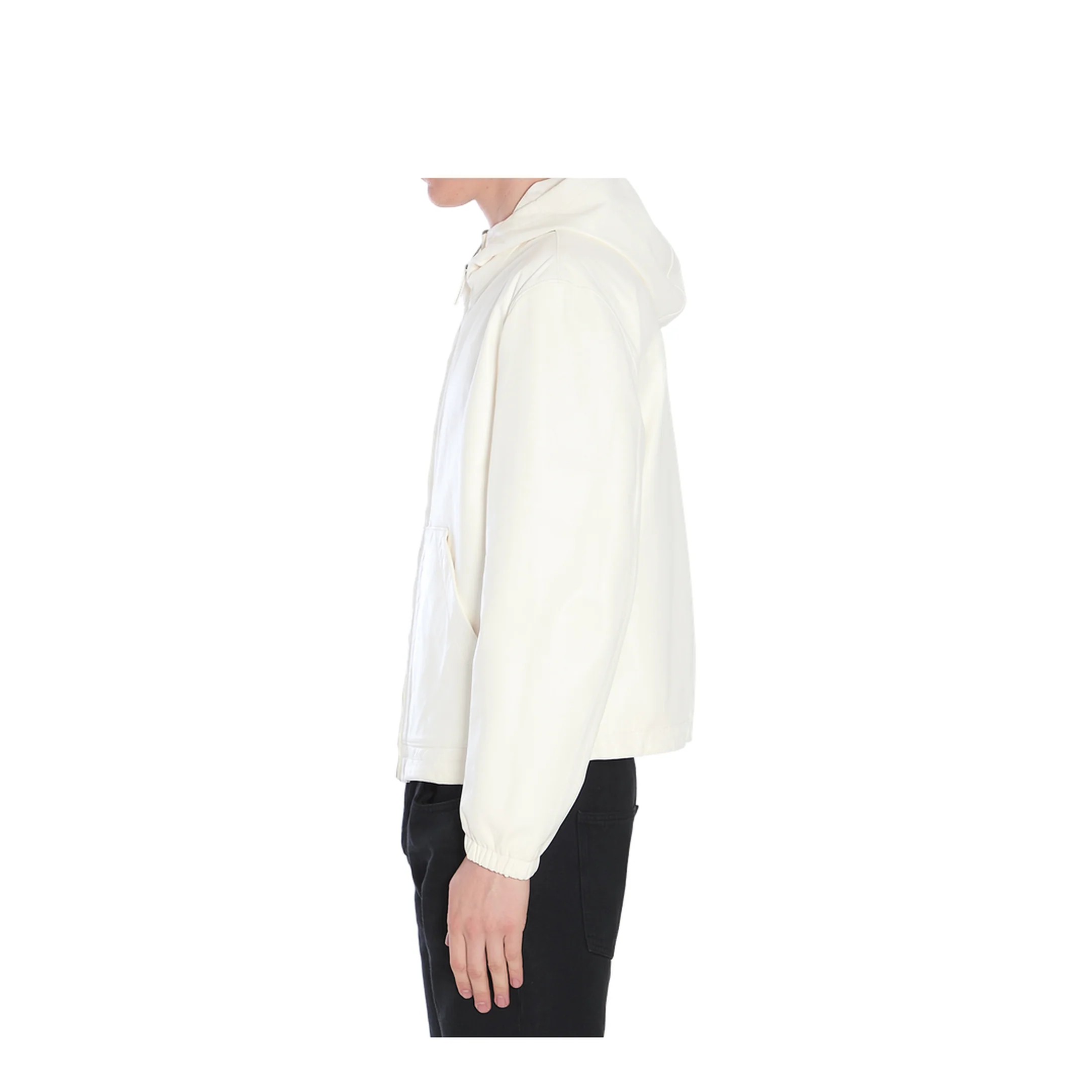 Leather and fabric jacket with reversible hood - Image 3