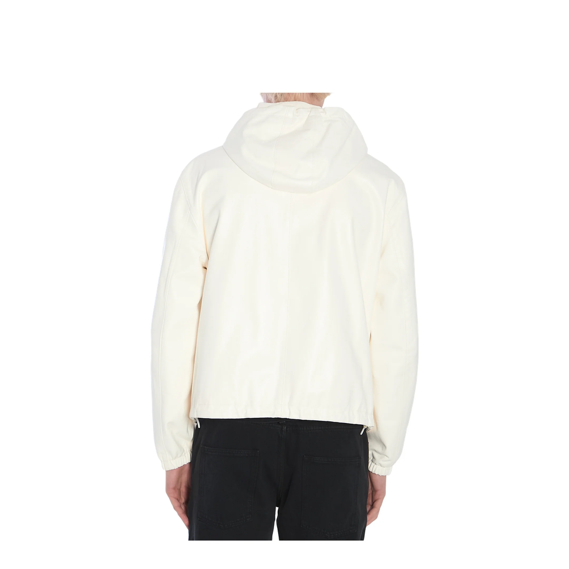 Leather and fabric jacket with reversible hood - Image 4
