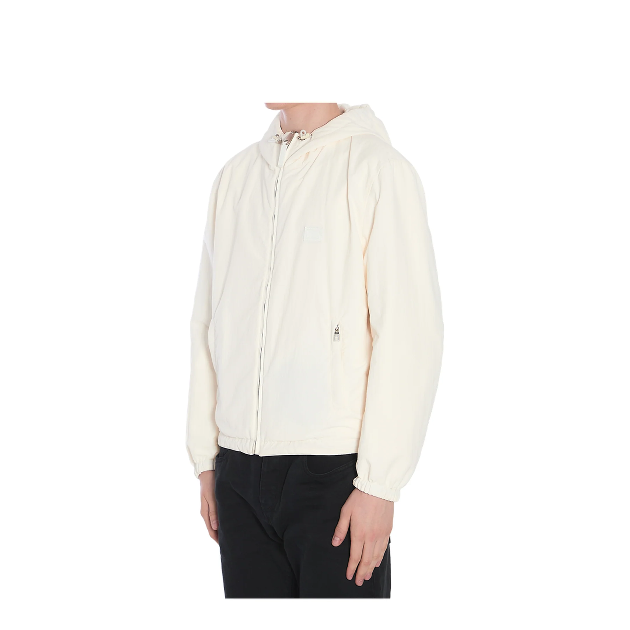 Leather and fabric jacket with reversible hood - Image 5