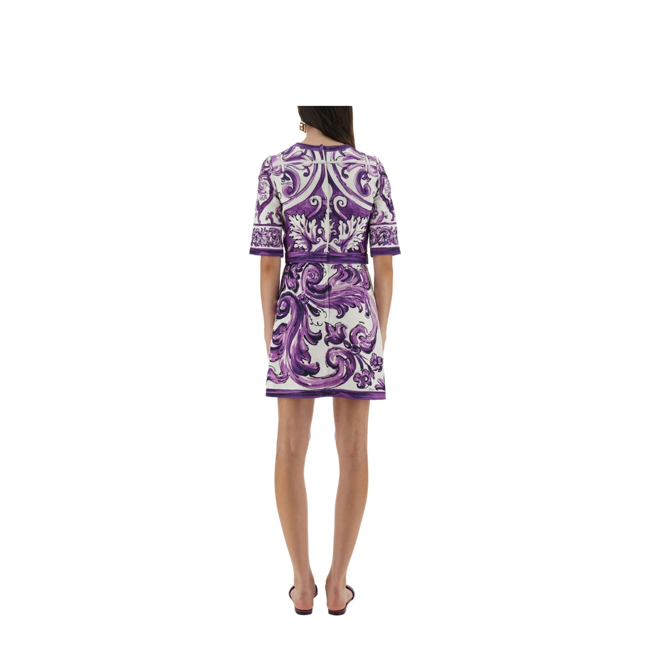 Majolica Print Mini Dress - Image 3