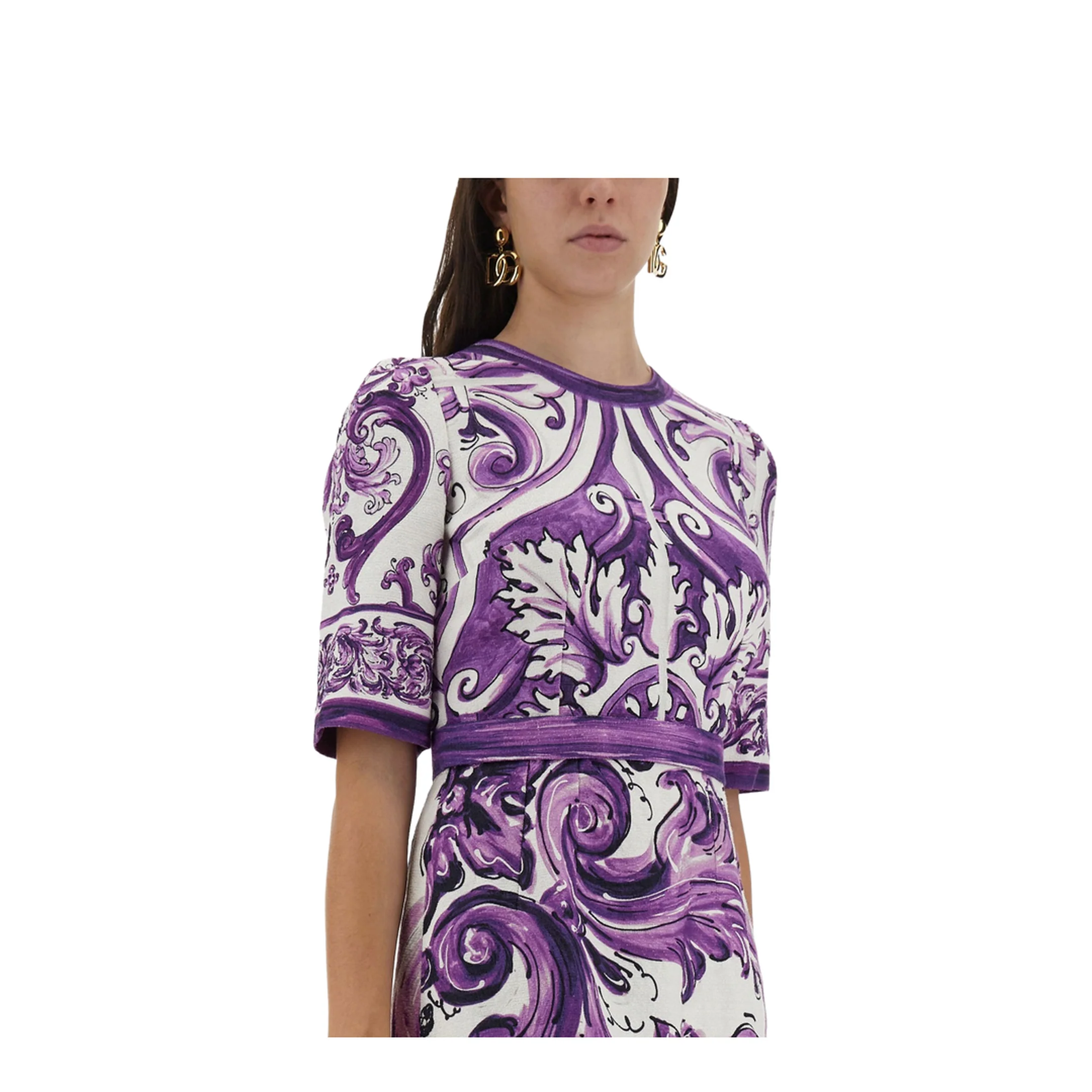 Majolica Print Mini Dress - Image 4