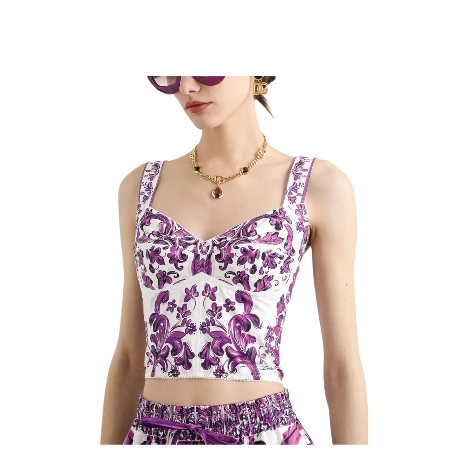 Majolica-print poplin bustier in Multicolor - Image 4