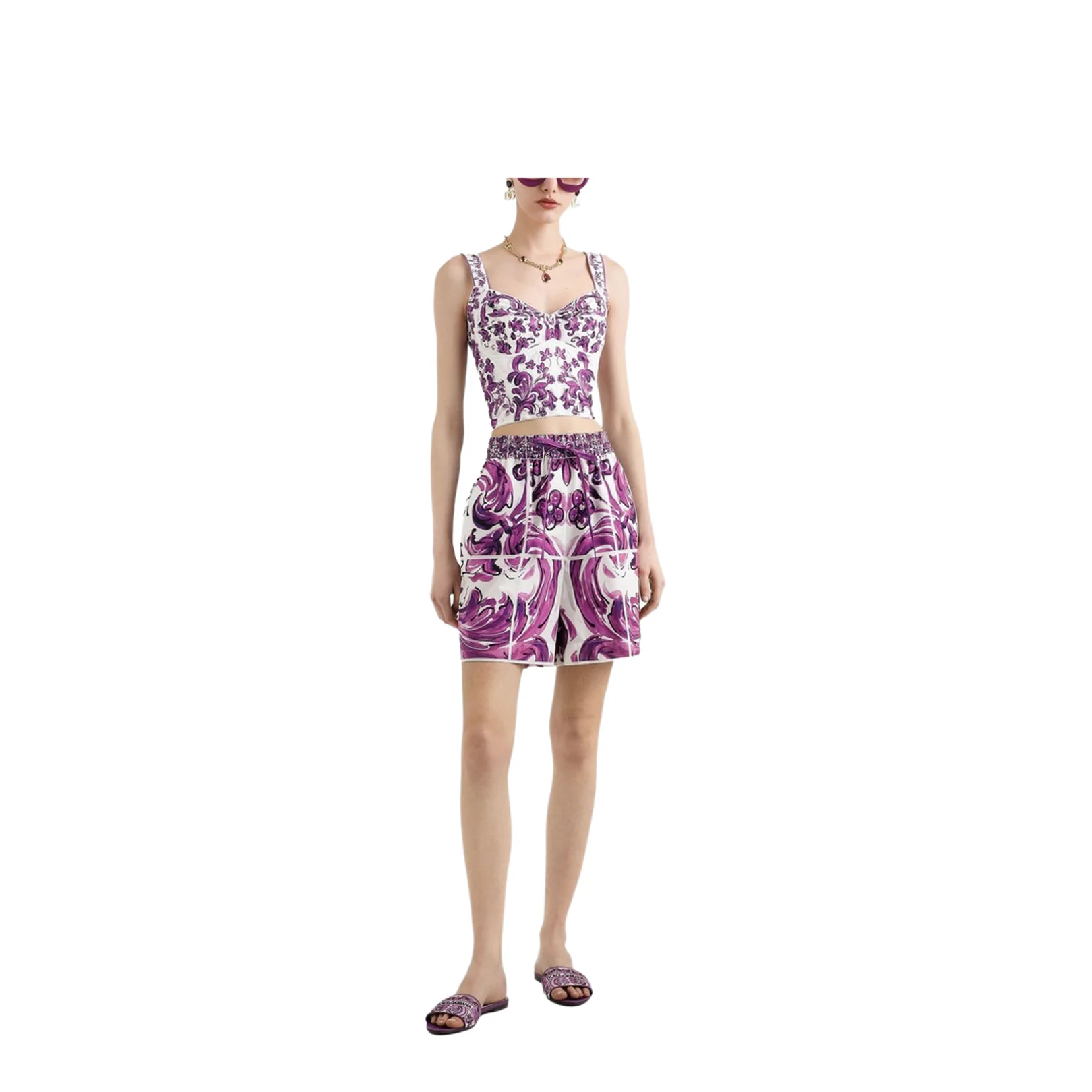Majolica-print poplin bustier in Multicolor - Image 5