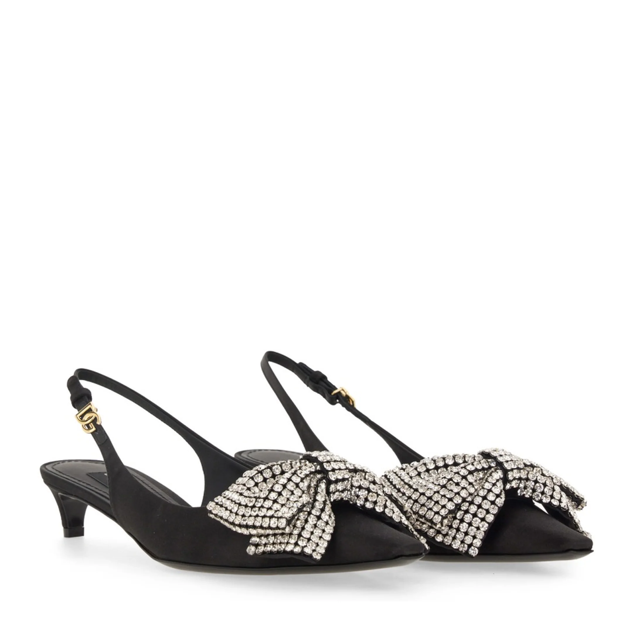 Satin Sling-Back with Rhinestone Embroidery - Image 2