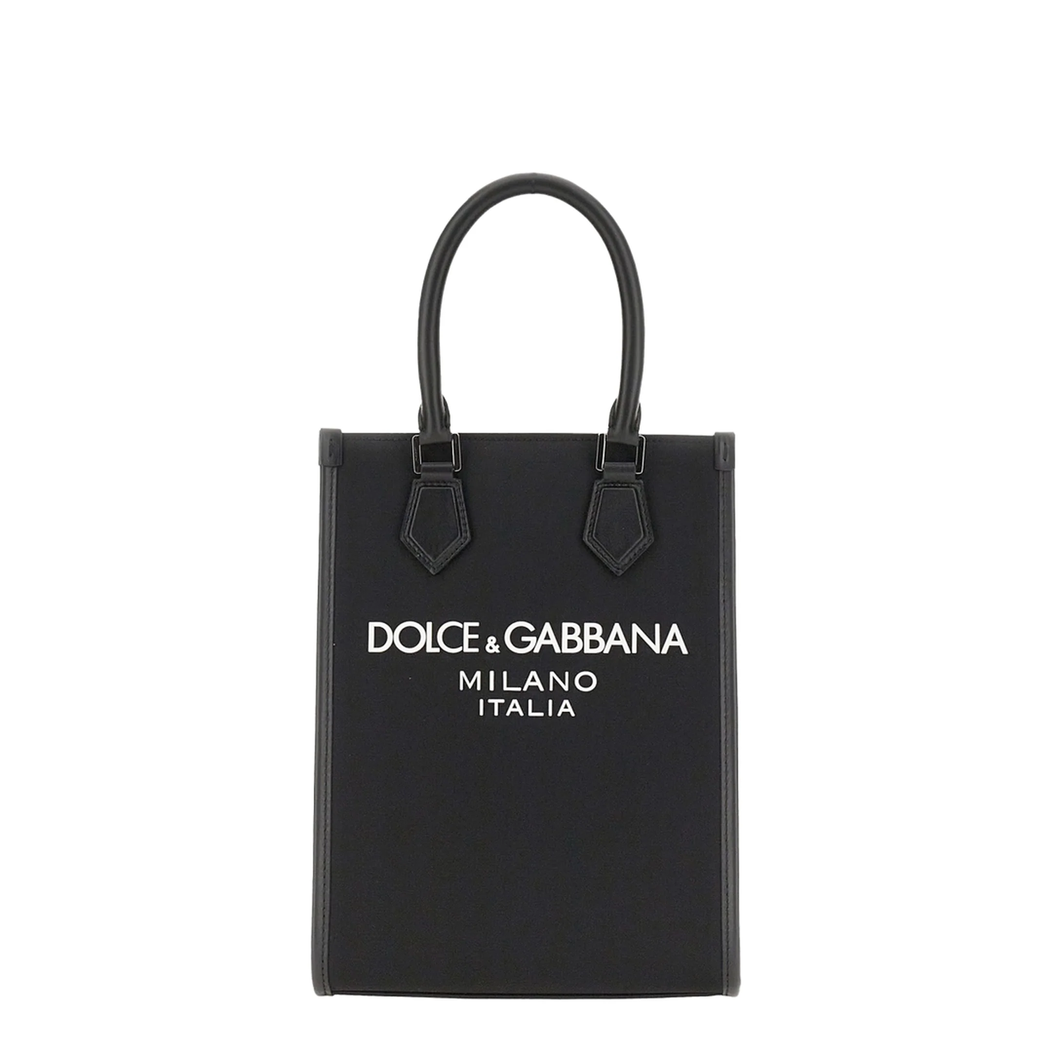 Small Nylon Bag with Rubberized Logo in Black - Image 2